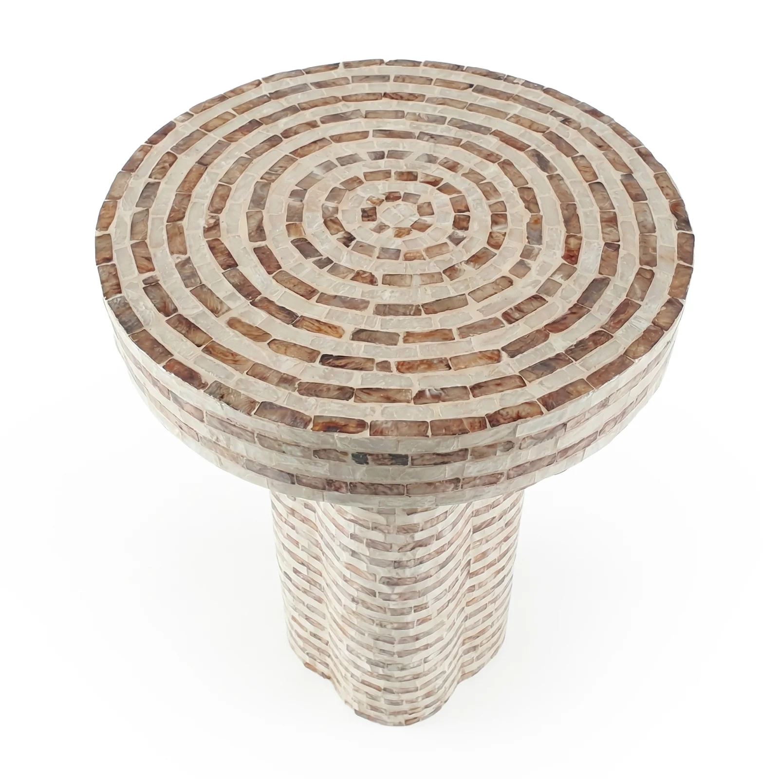 Leif 36cm Round Mother of Pearl Side Table in Mocha Cream - Image 7