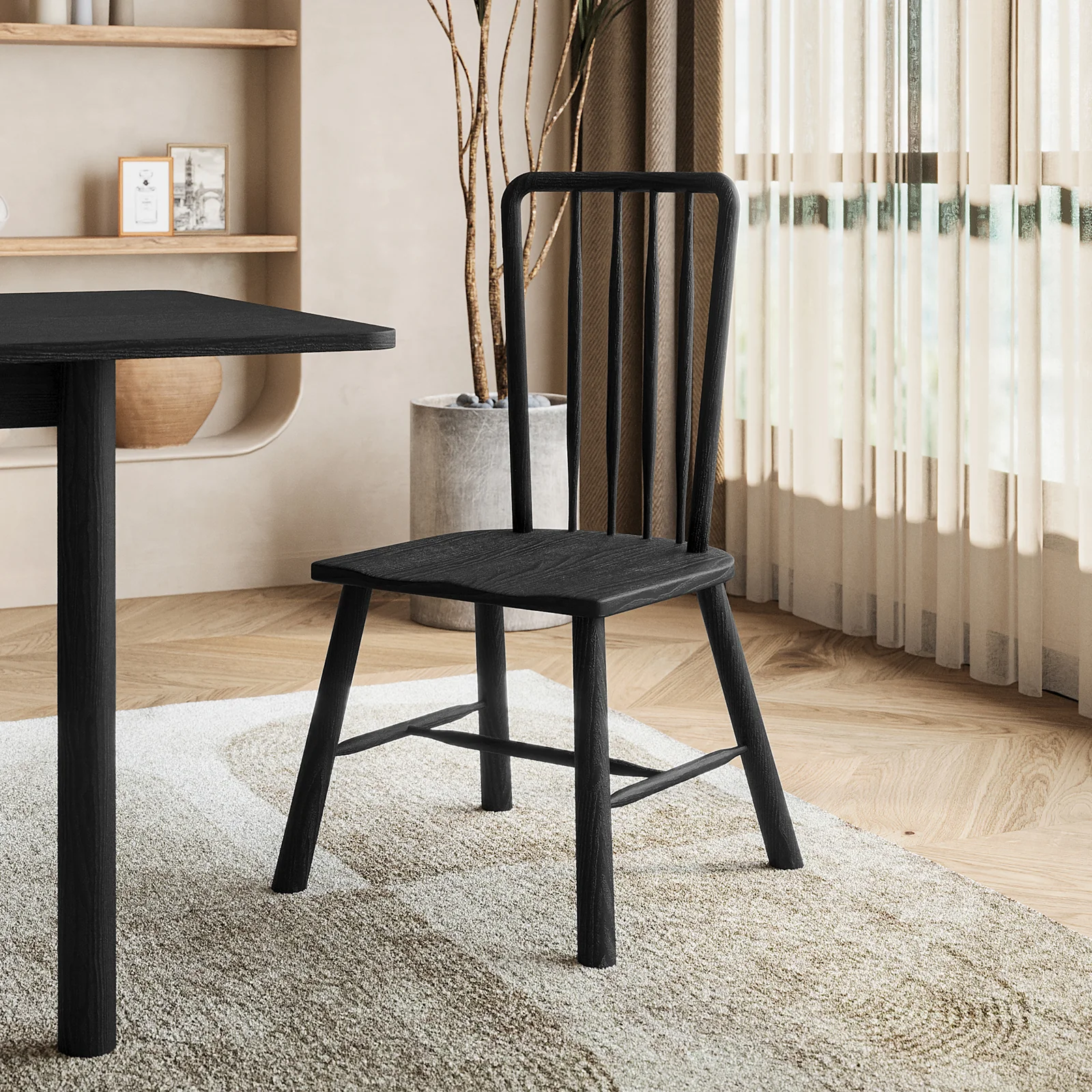 Leigh High Back Hardwood Dining Chair Set of 2 in Black - Image 2