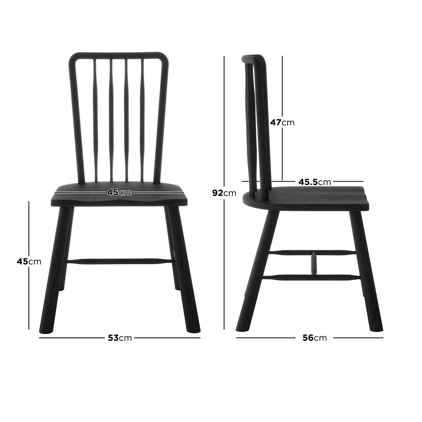 Leigh High Back Hardwood Dining Chair Set of 2 in Black - Image 3