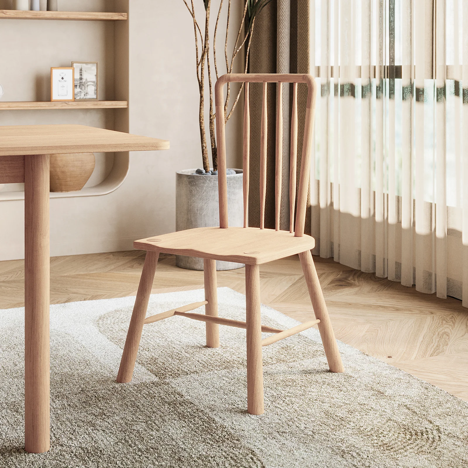 Leigh High Back Hardwood Dining Chair Set of 2 in Natural - Image 2