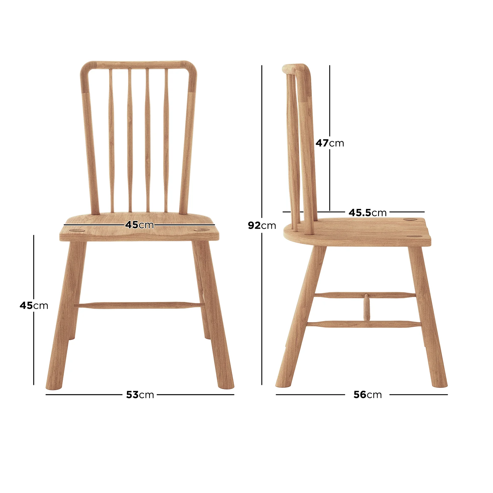 Leigh High Back Hardwood Dining Chair Set of 2 in Natural - Image 3