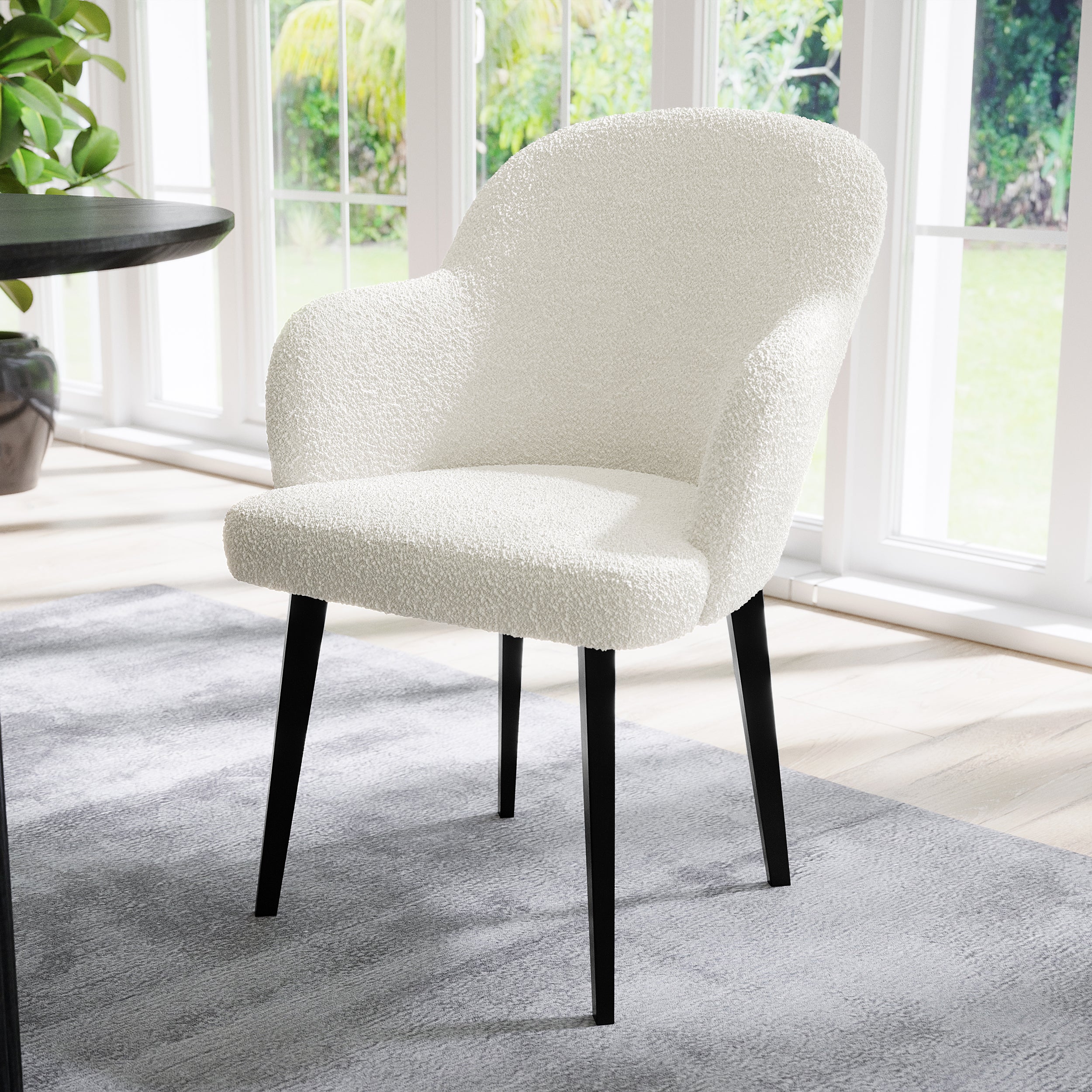 Lennon Boucle Dining Chair Set of 2 in Cream White - Image 2