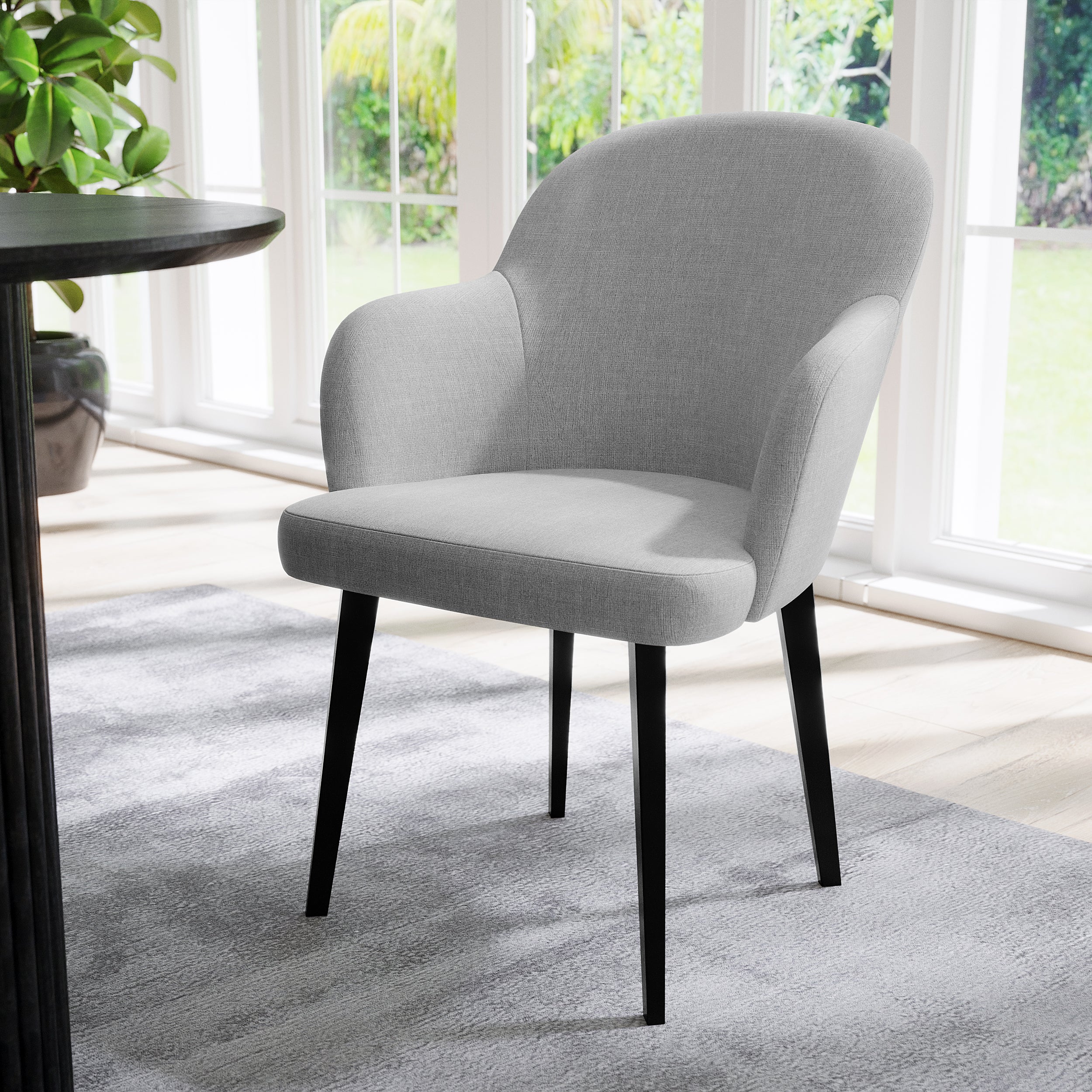 Lennon Linen Dining Chair Set of 2 in Light Grey - Image 2