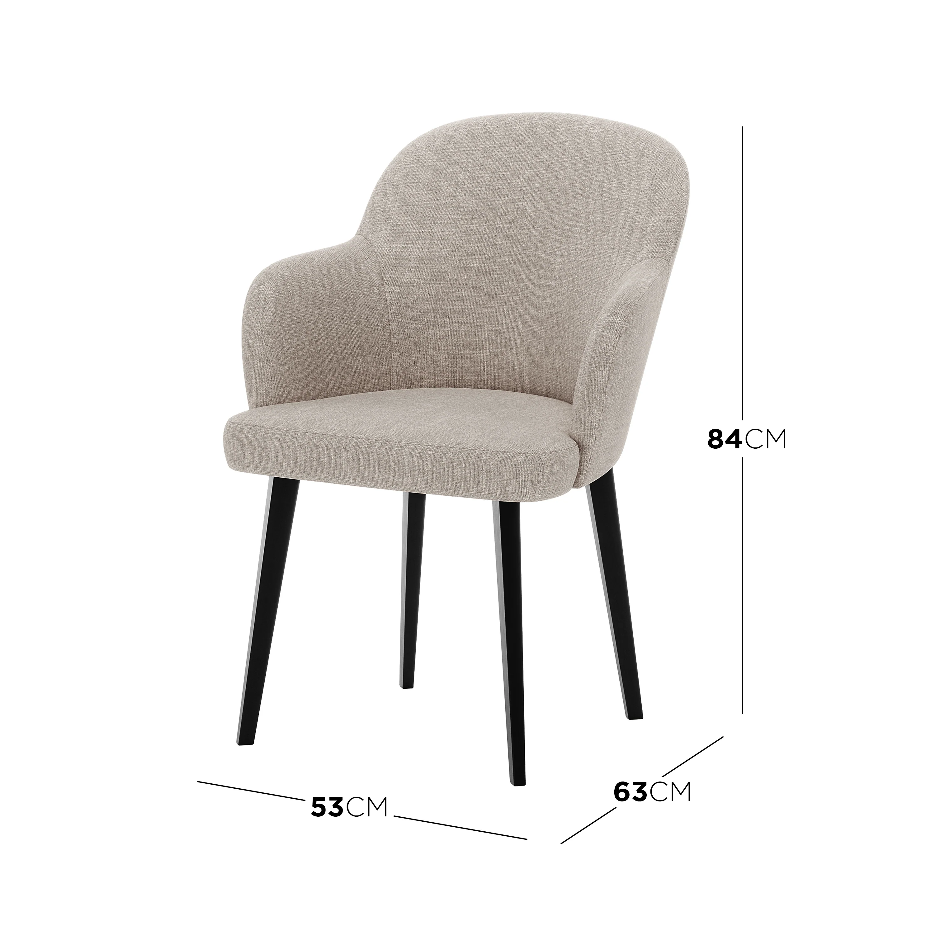 Lennon Linen Fabric Dining Chair Set of 2 in Beige - Image 3