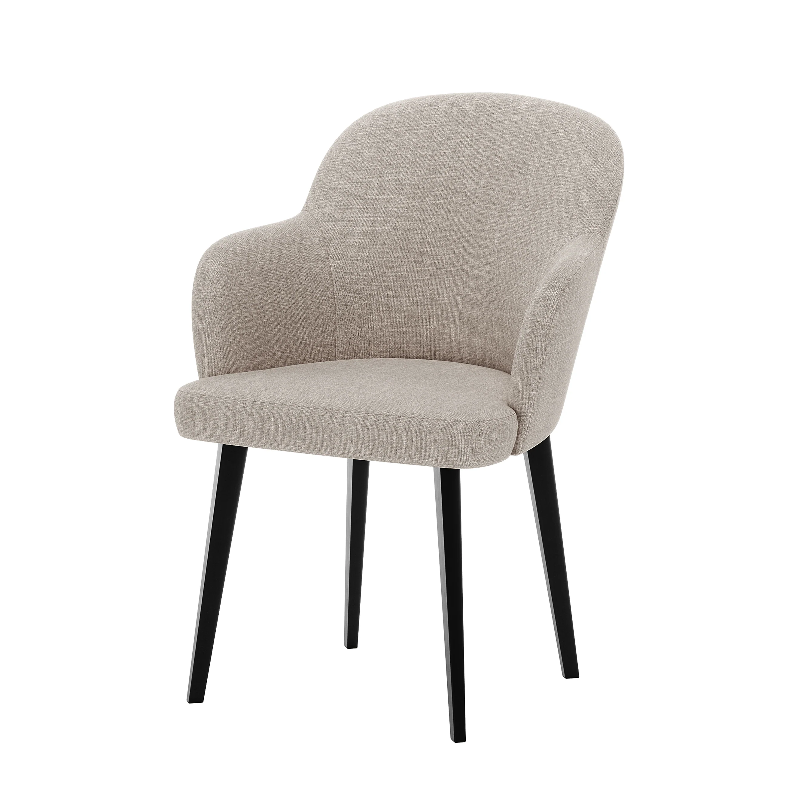 Lennon Linen Fabric Dining Chair Set of 2 in Beige - Image 5