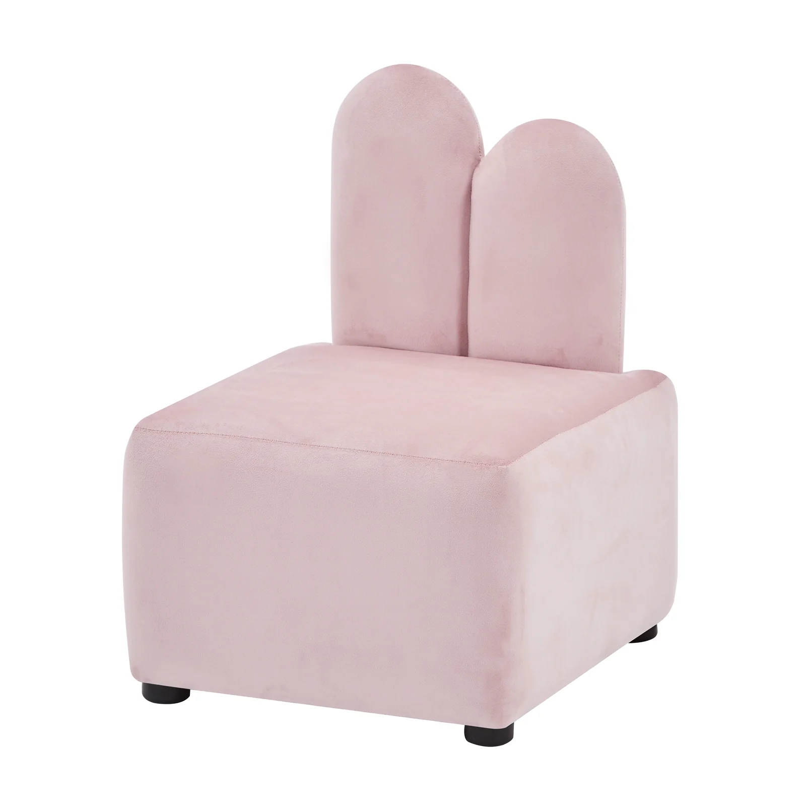 Lenore Velvet Kids Chair with Bunny Ears in Light Pink