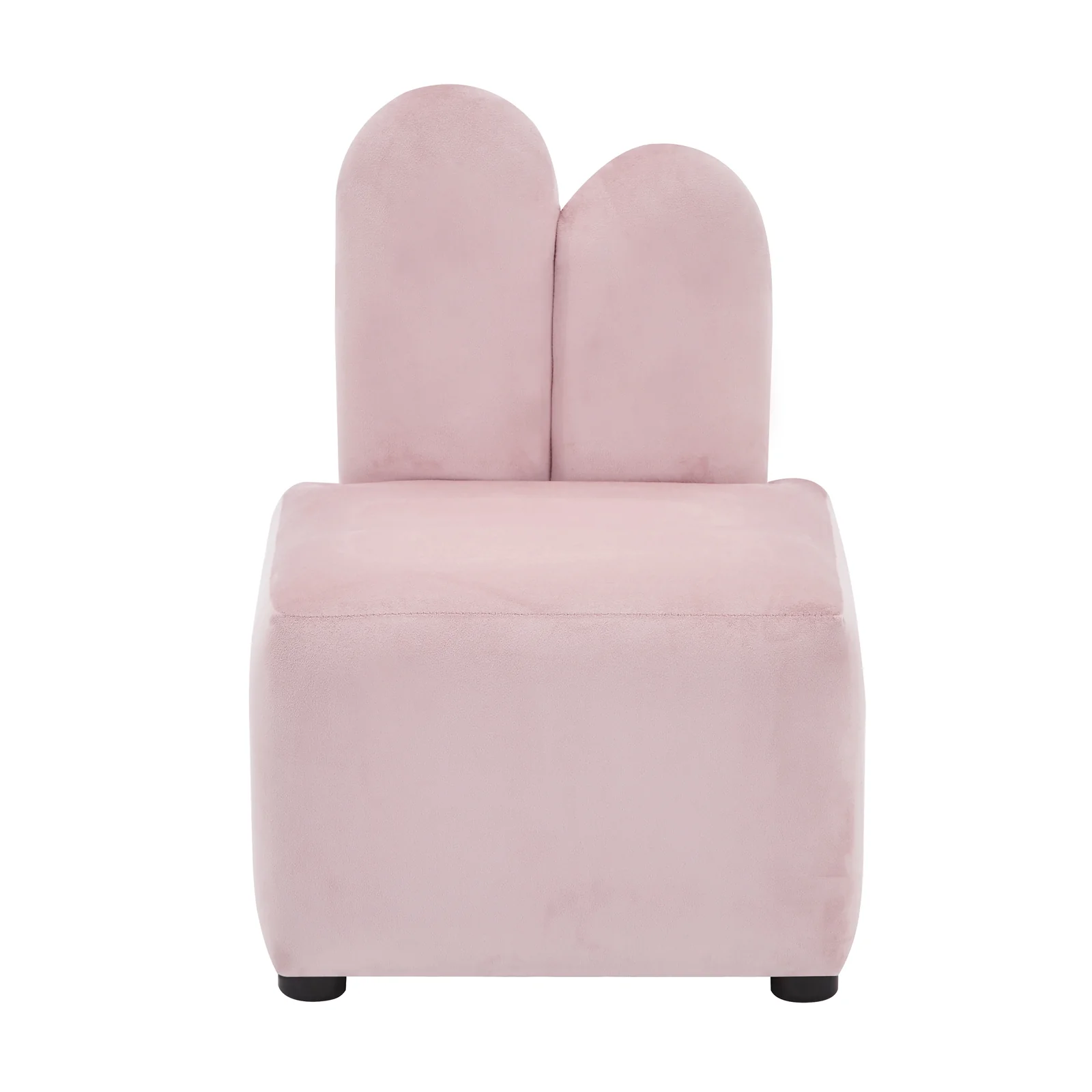 Lenore Velvet Kids Chair with Bunny Ears in Light Pink - Image 4