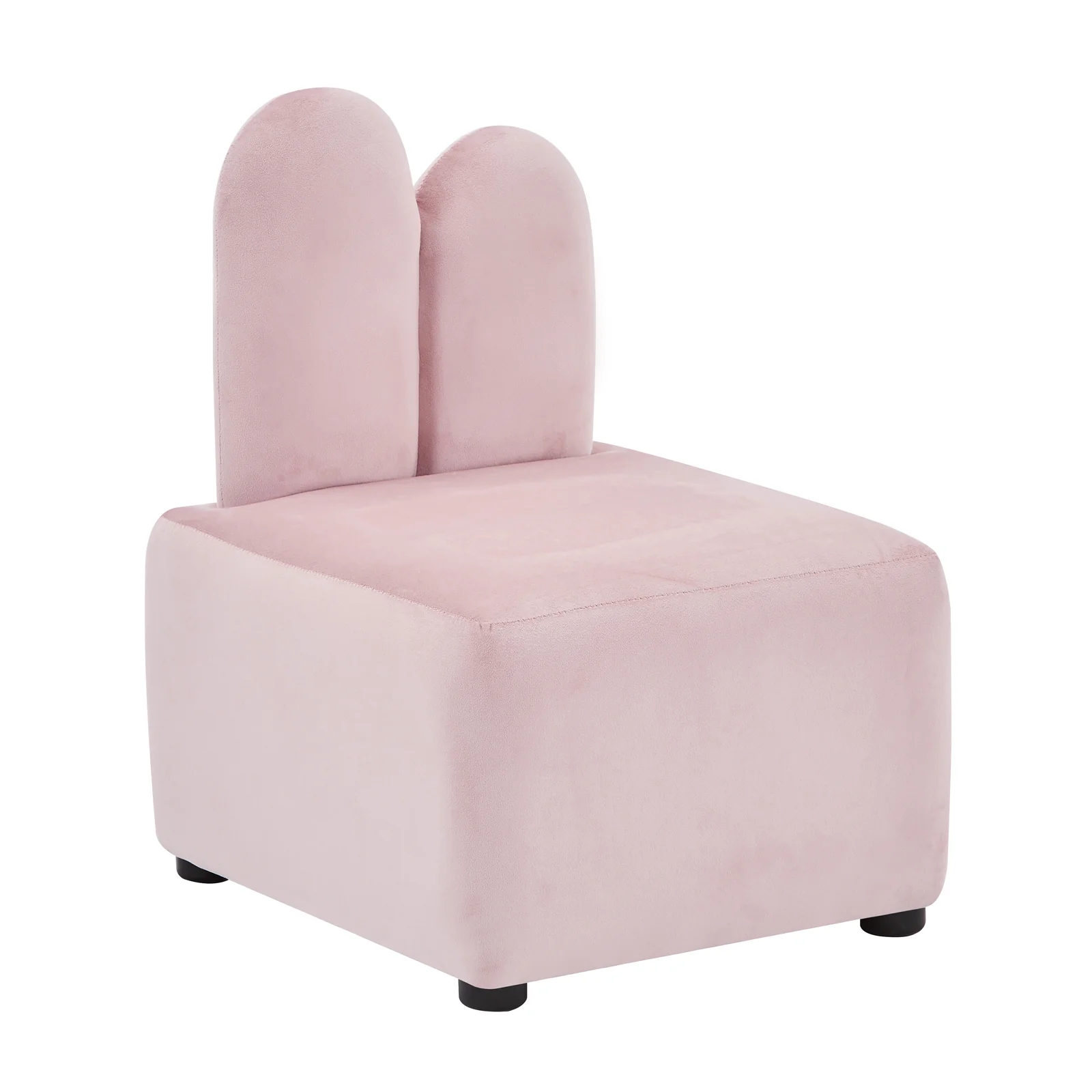 Lenore Velvet Kids Chair with Bunny Ears in Light Pink - Image 5