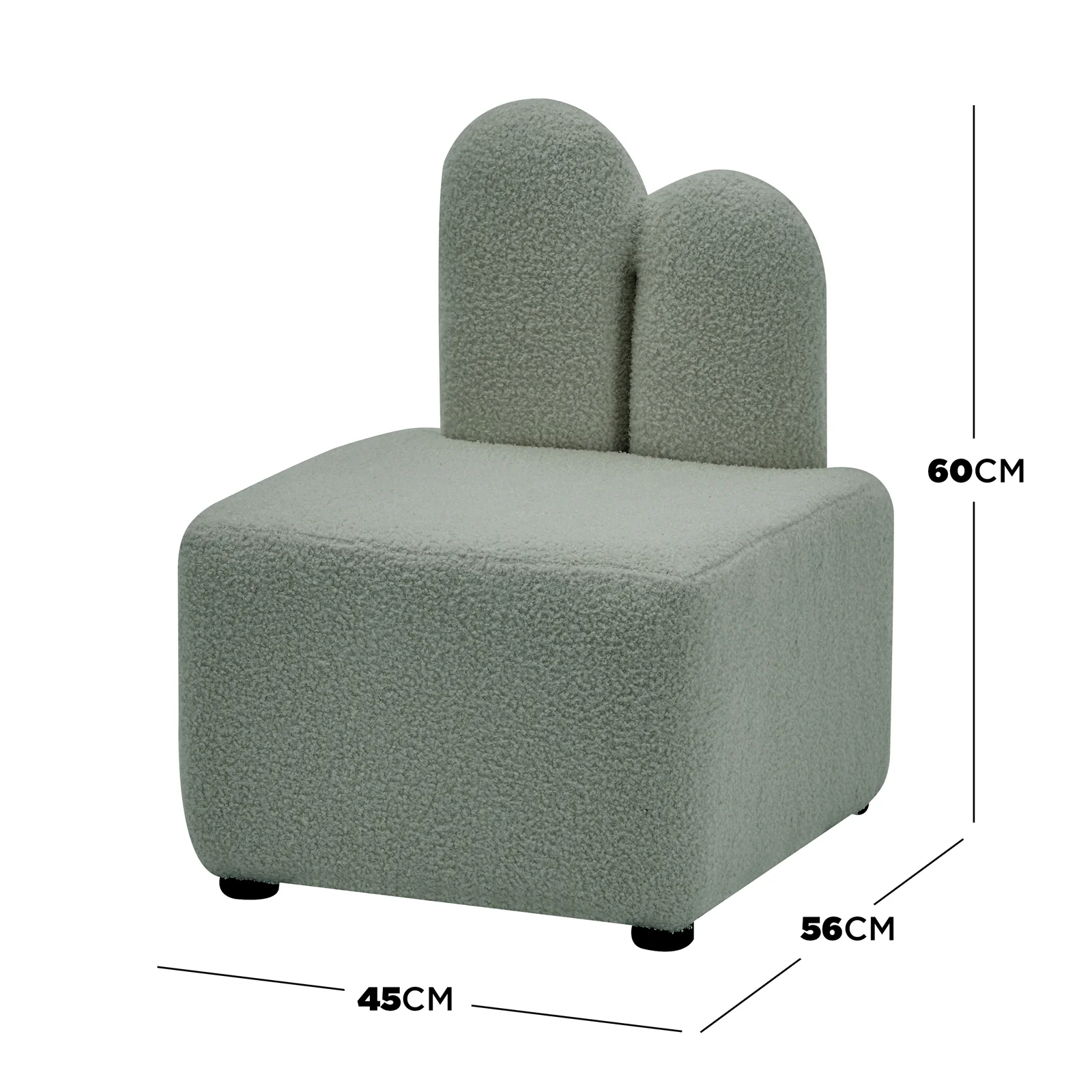 Lenore Velvet Kids Chair with Bunny Ears in Mint Green - Image 3