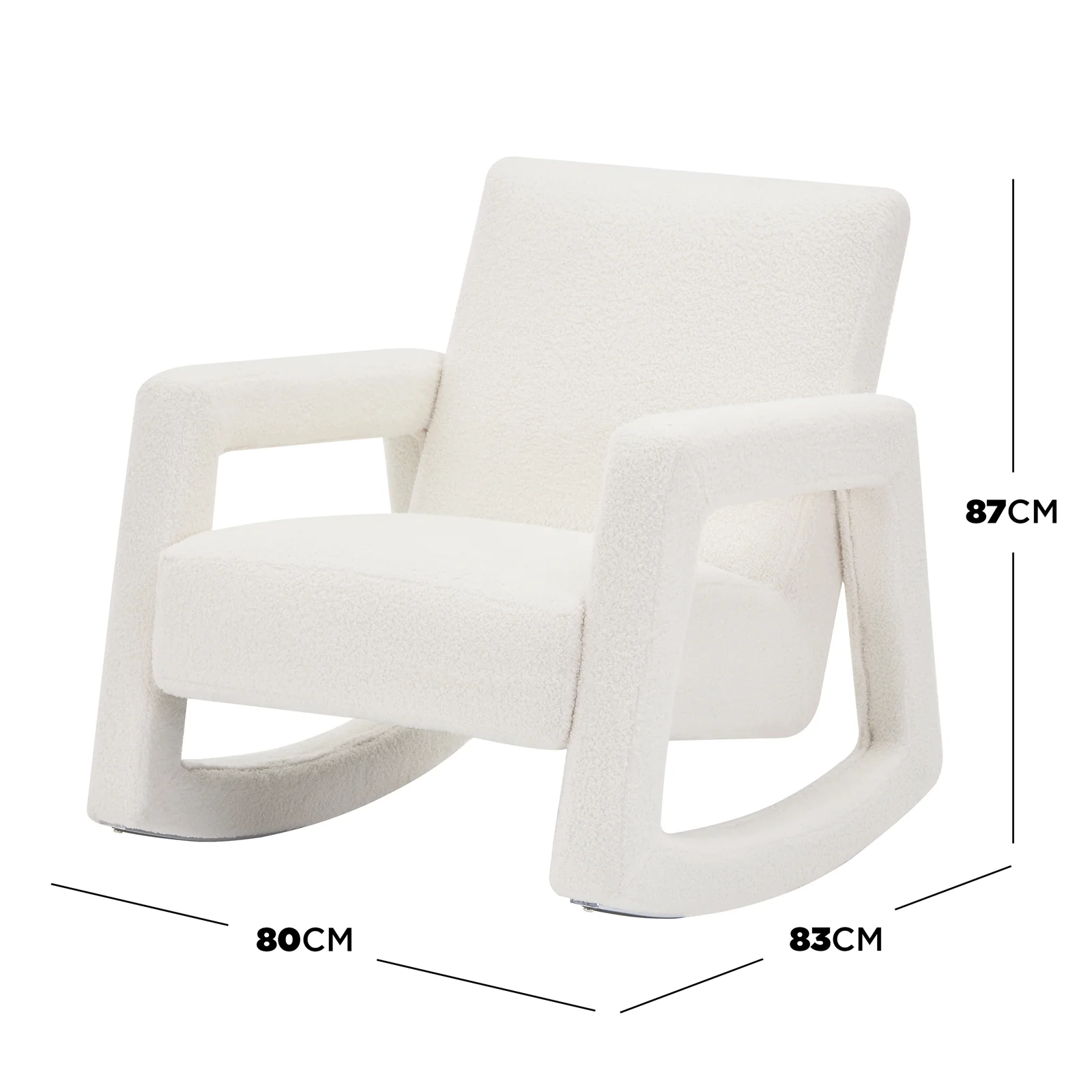 Ligeia Boucle Padded Rocking Chair in Cream White - Image 3