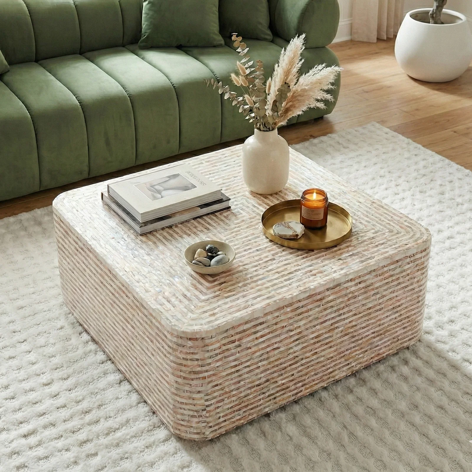 Lior 90cm Mother of Pearl Coffee Table in Mocha Cream - Image 8