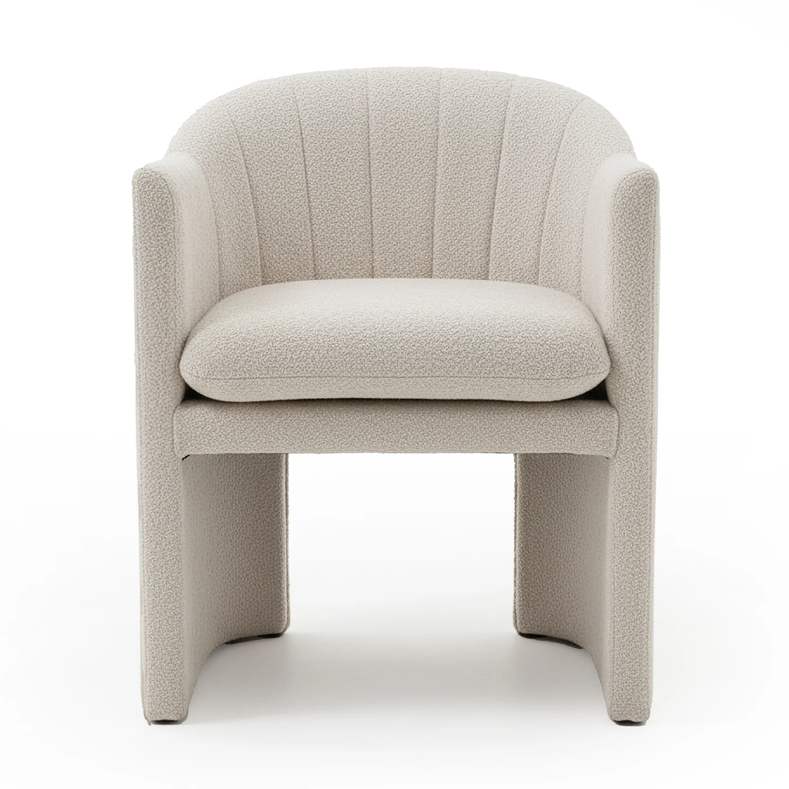 Liora Bouclé Curved Accent Armchair in Beige