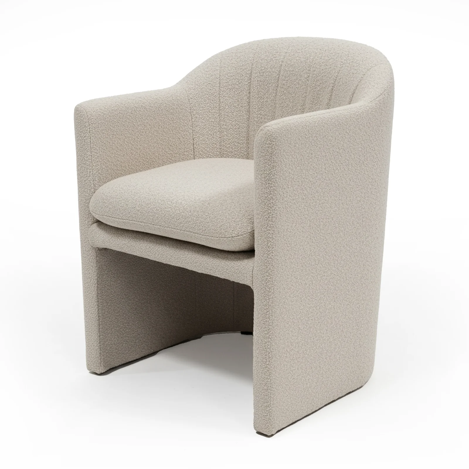 Liora Bouclé Curved Accent Armchair in Beige - Image 3