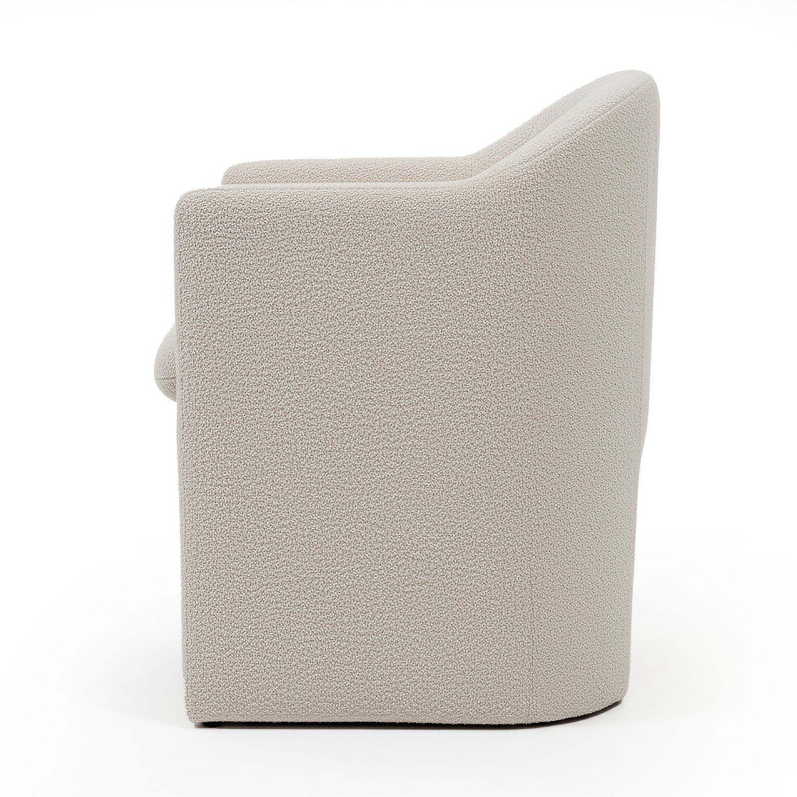 Liora Bouclé Curved Accent Armchair in Beige - Image 6