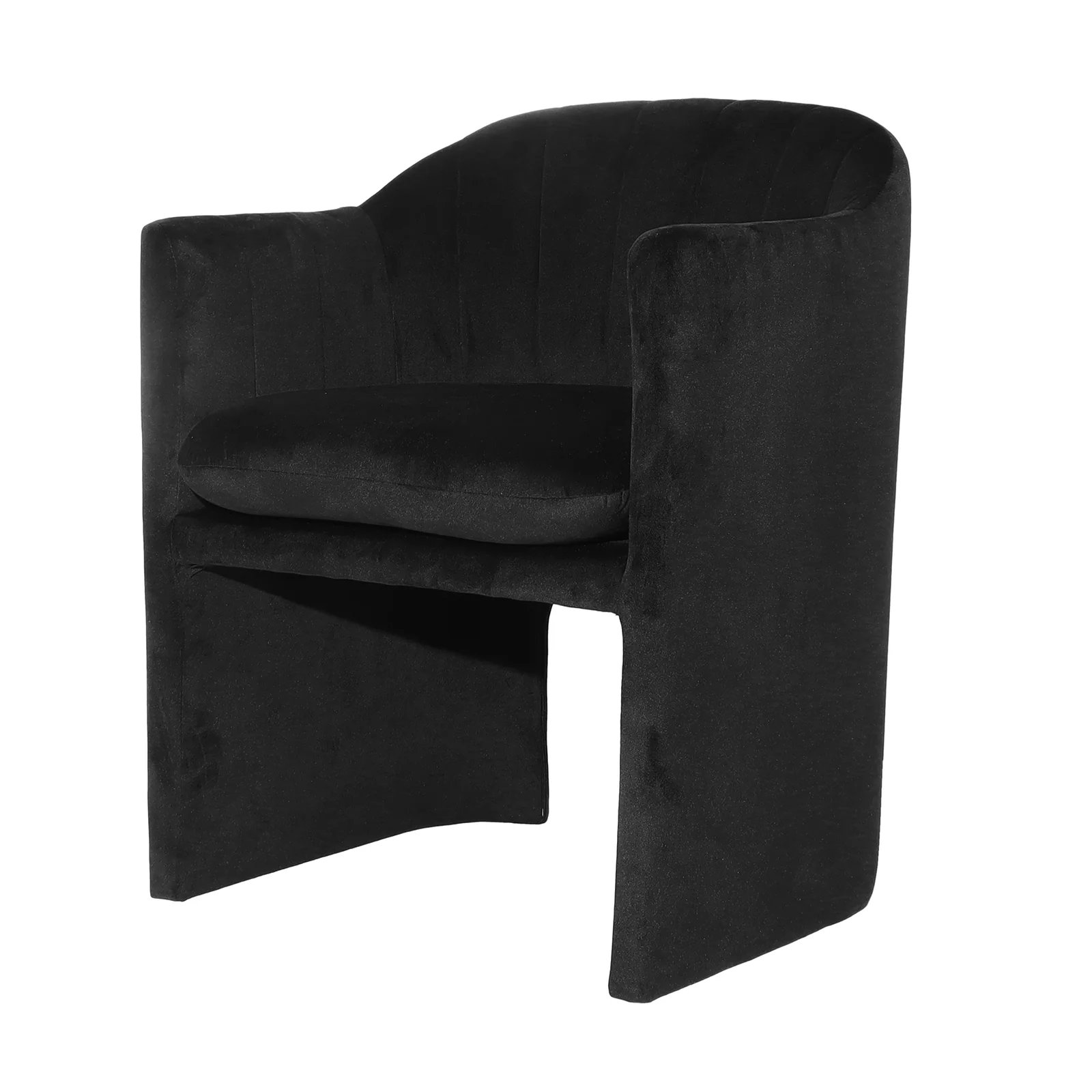 Liora Velvet Curved Accent Armchair in Black