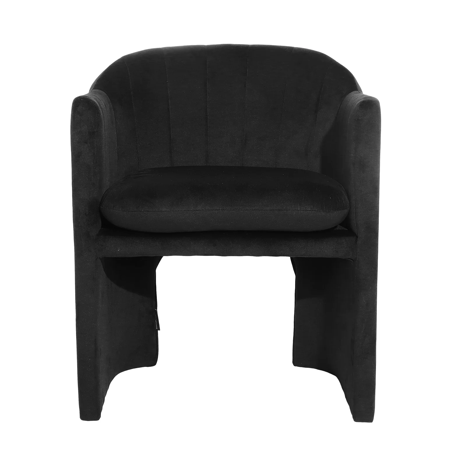 Liora Velvet Curved Accent Armchair in Black - Image 3