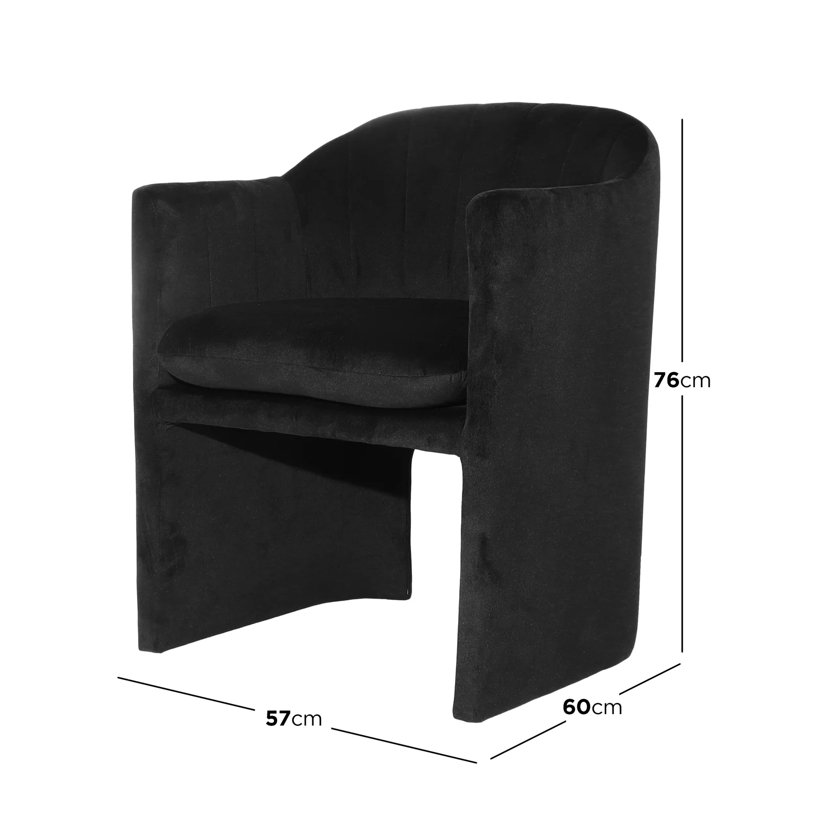 Liora Velvet Curved Accent Armchair in Black - Image 9