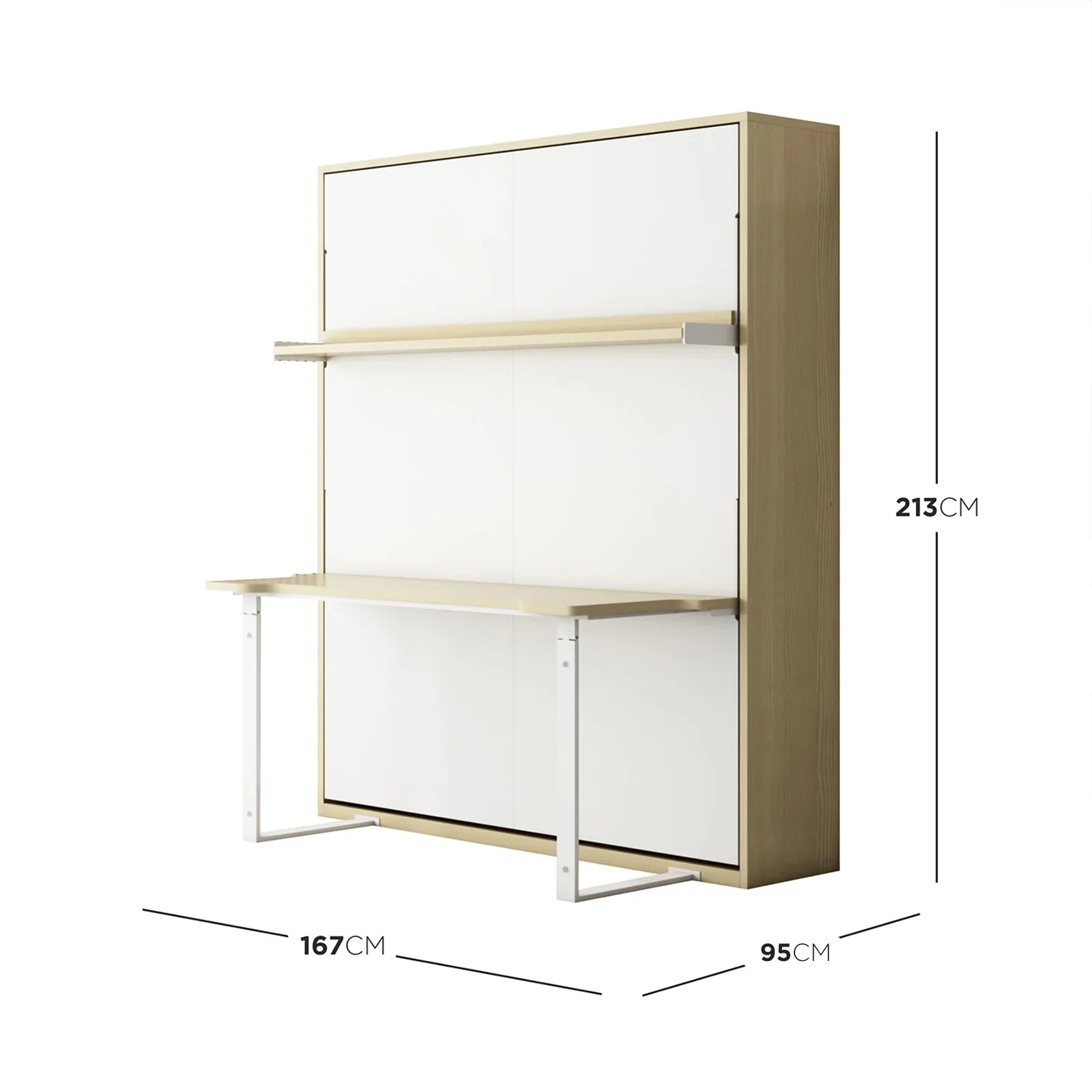 Logan & Cybele Queen Murphy Bed & Mattress in White Natural - Image 3