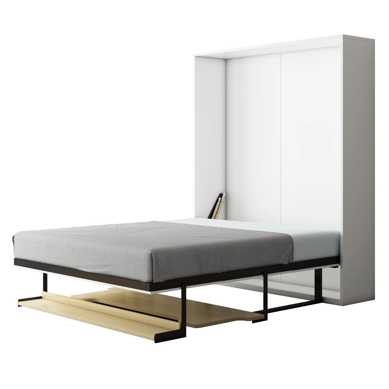 Logan Queen Space Saving Foldout Wall Bed & Desk in White - Image 10