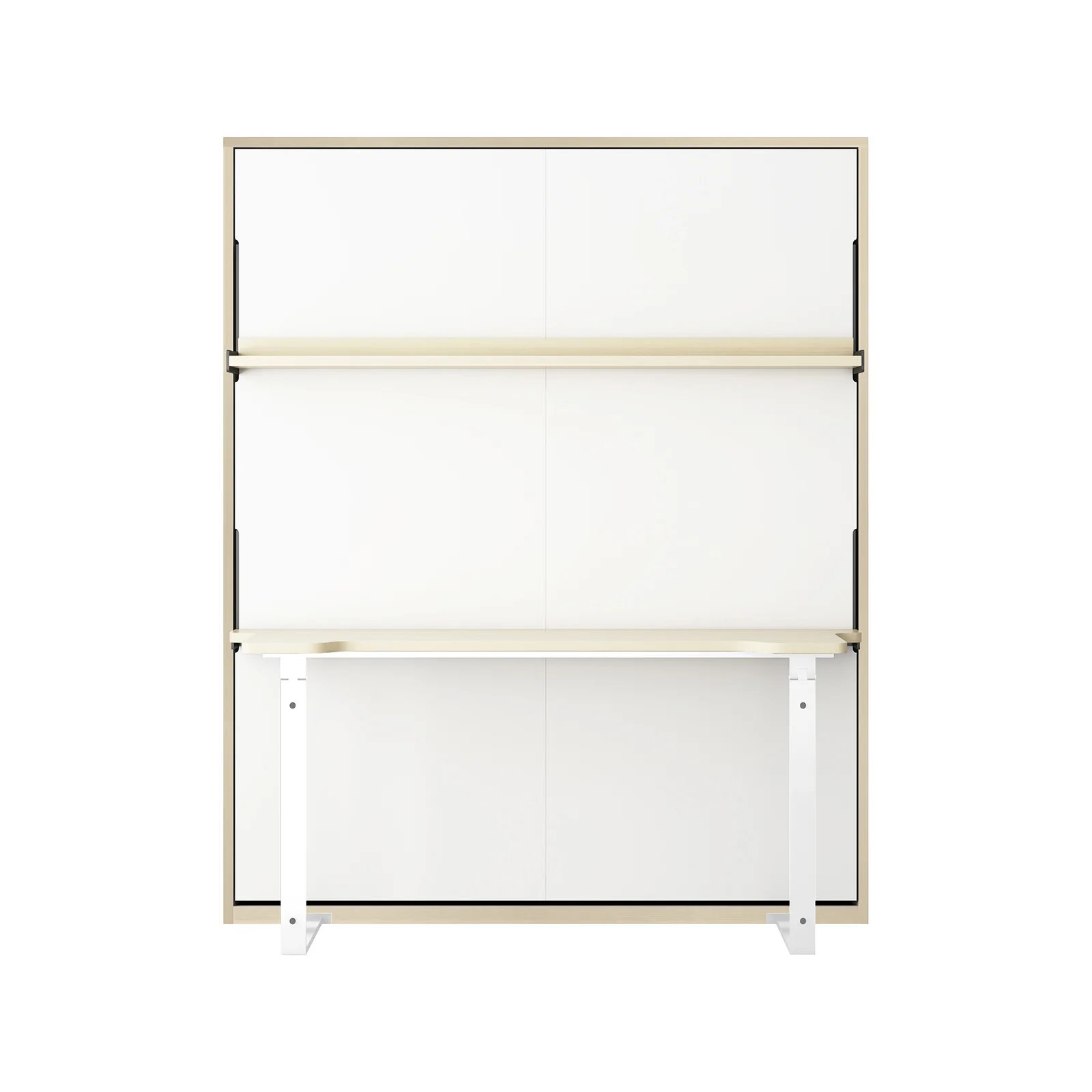 Logan Queen Space Saving Foldout Wall Bed & Desk in White & Natural - Image 6