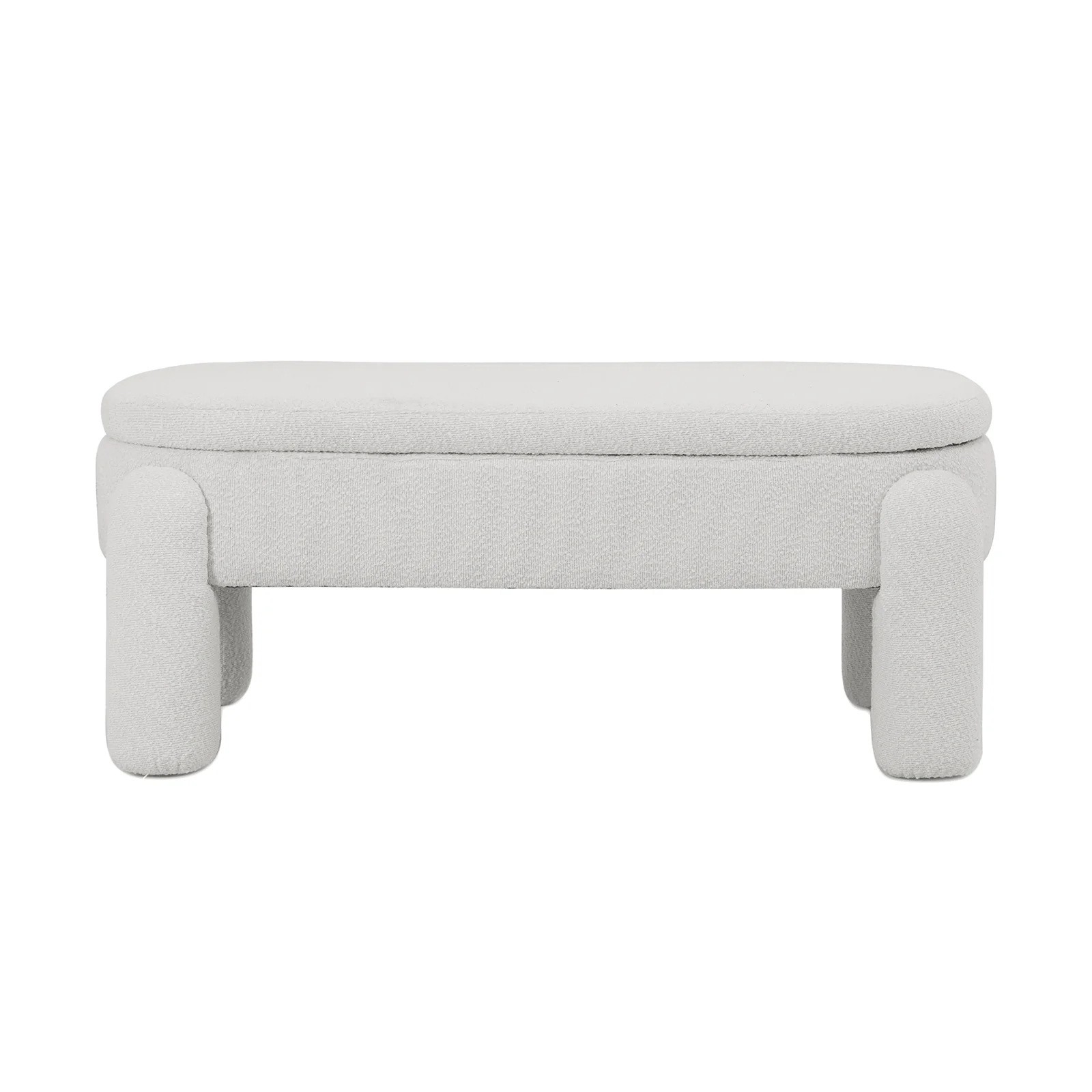 Lonea Boucle Fabric Bench with Storage in Eggshell White - Image 7
