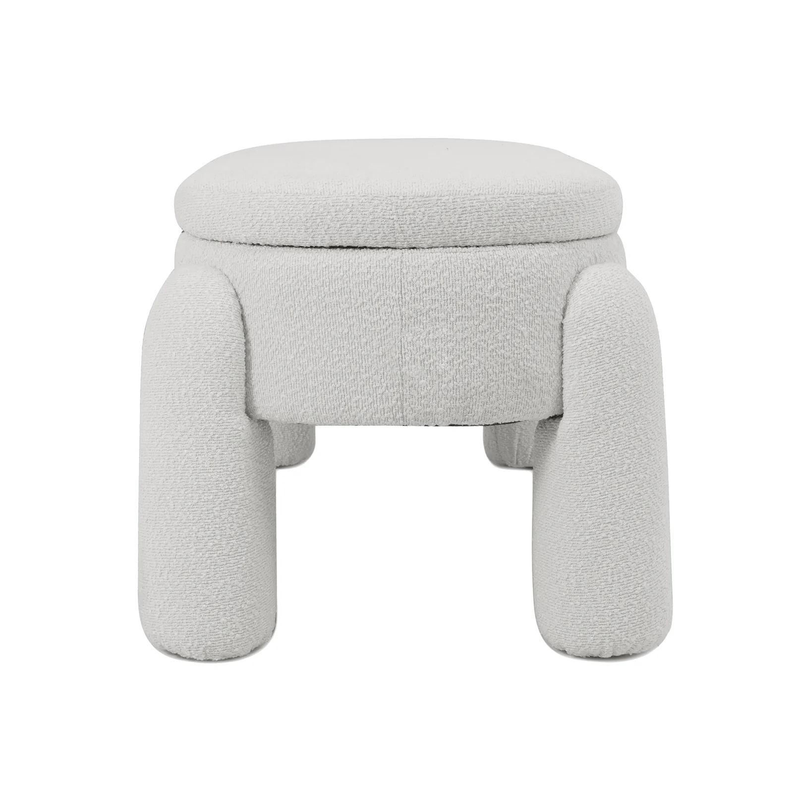 Lonea Boucle Fabric Bench with Storage in Eggshell White - Image 9