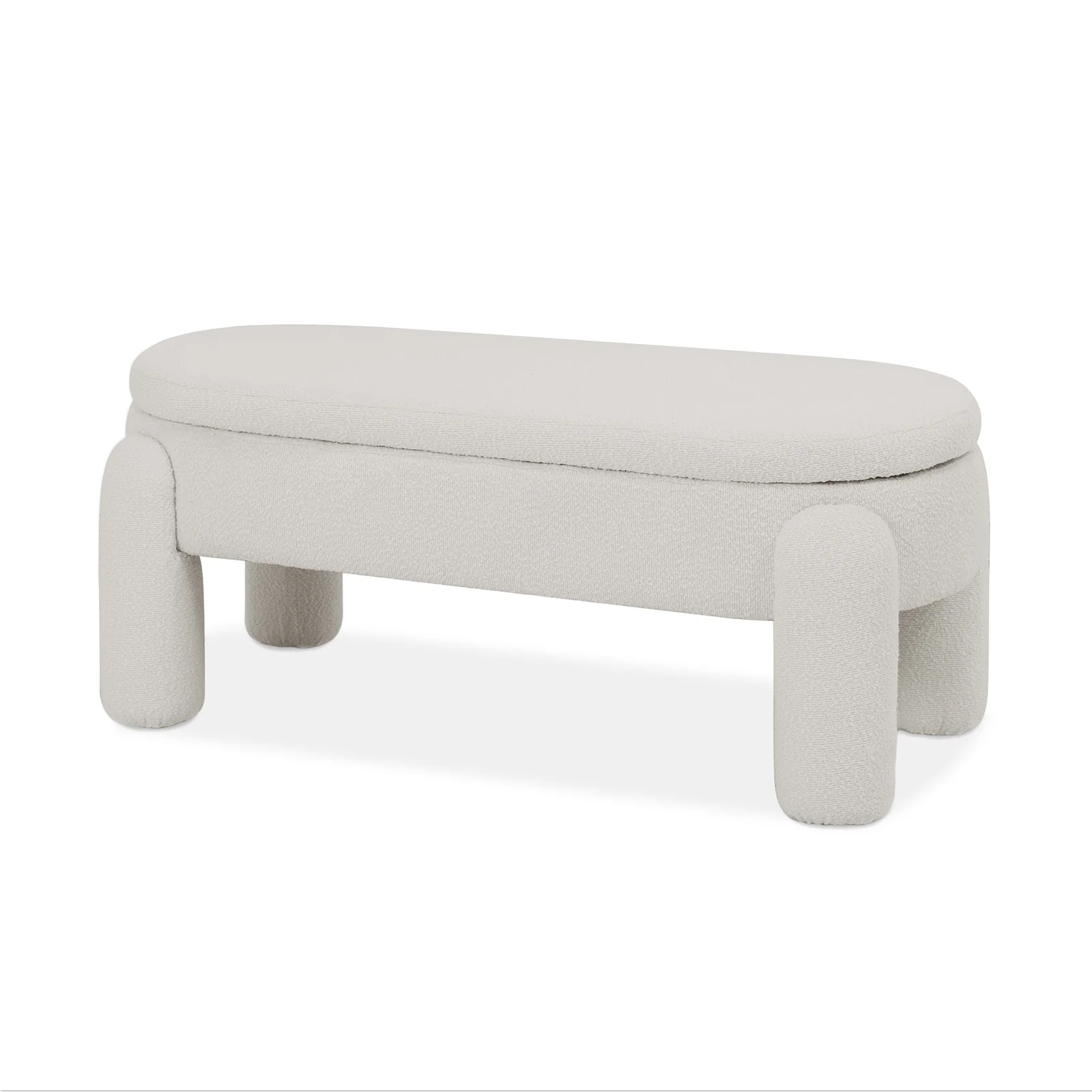 Lonea Boucle Fabric Bench with Storage in Light Beige