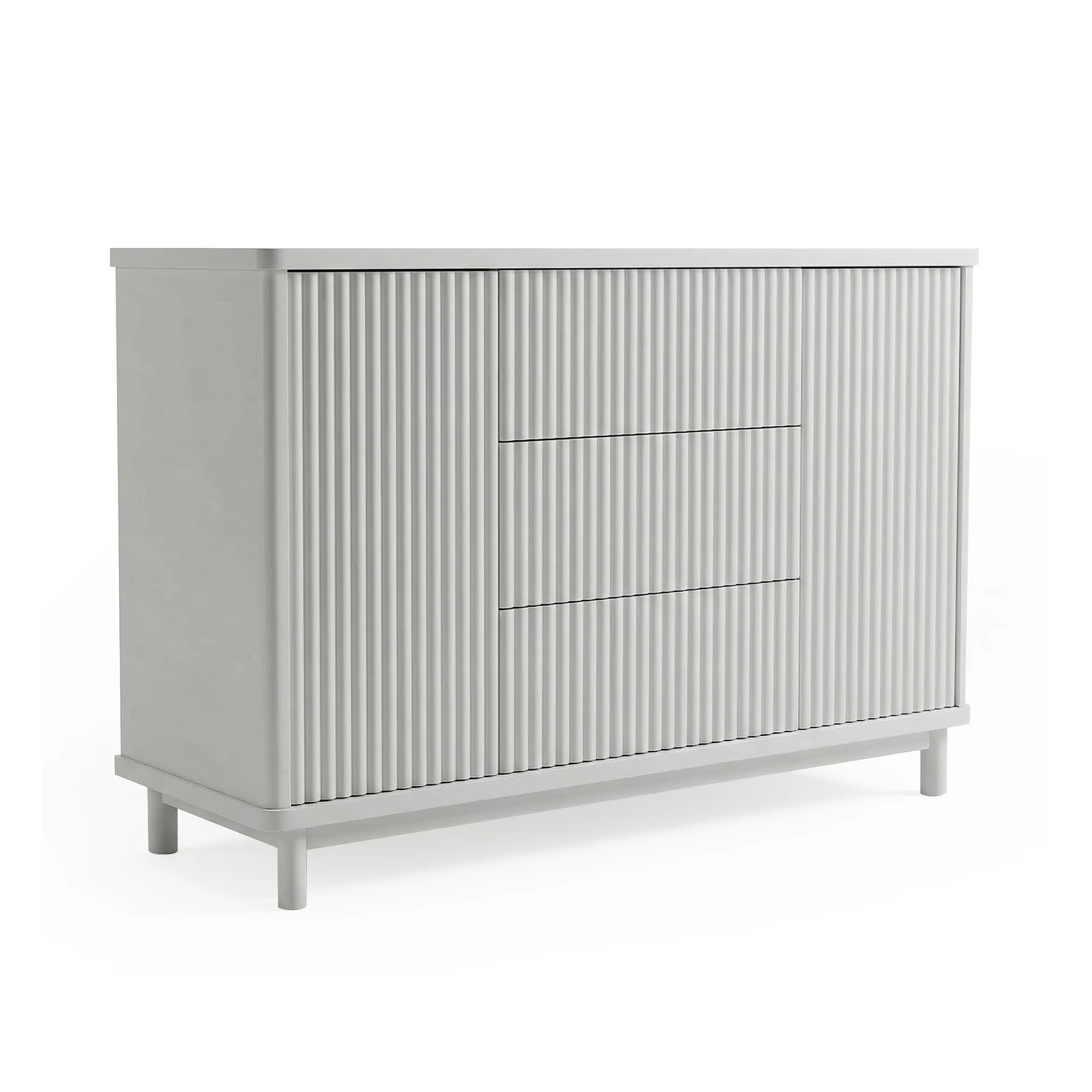 Loom Fluted Push Open Chest of Drawers in Warm Light Grey - Image 10