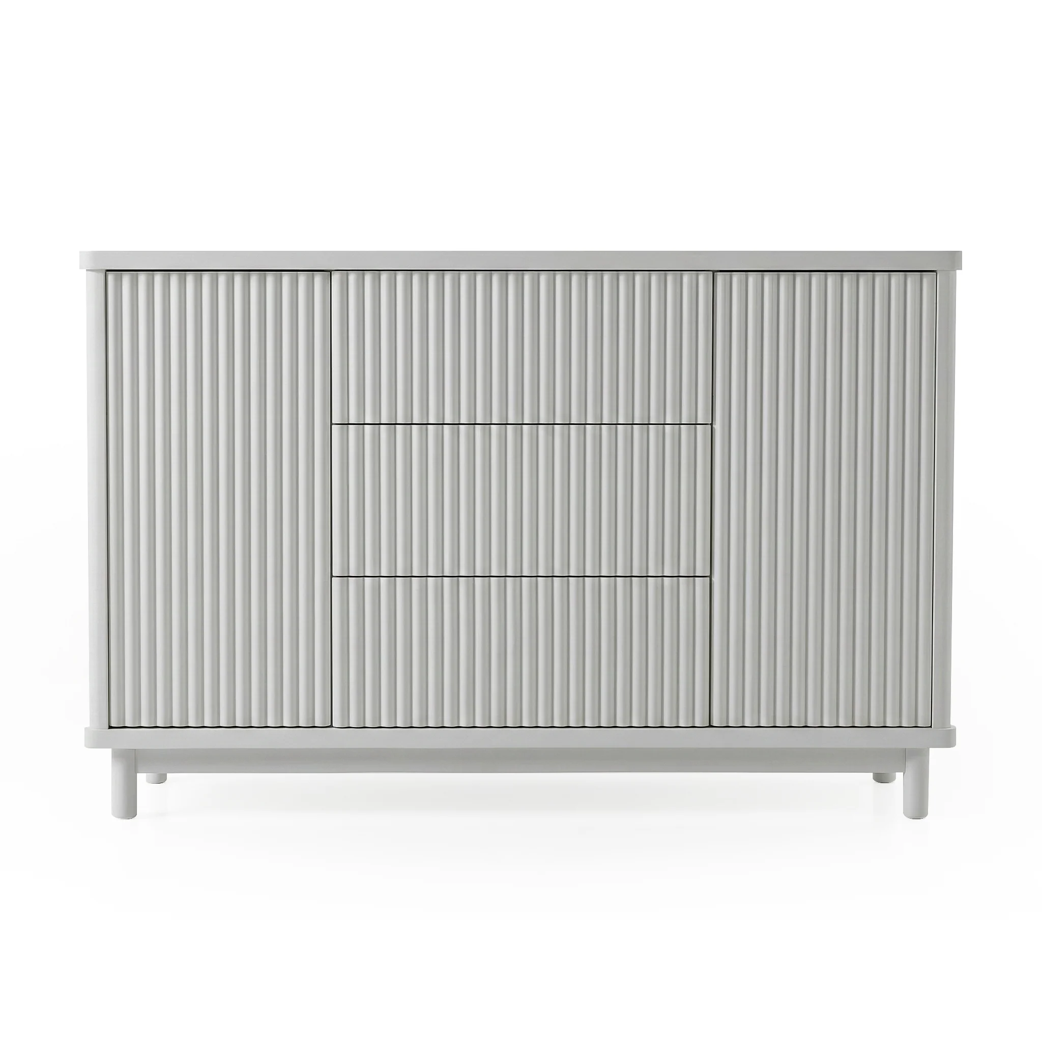 Loom Fluted Push Open Chest of Drawers in Warm Light Grey - Image 7