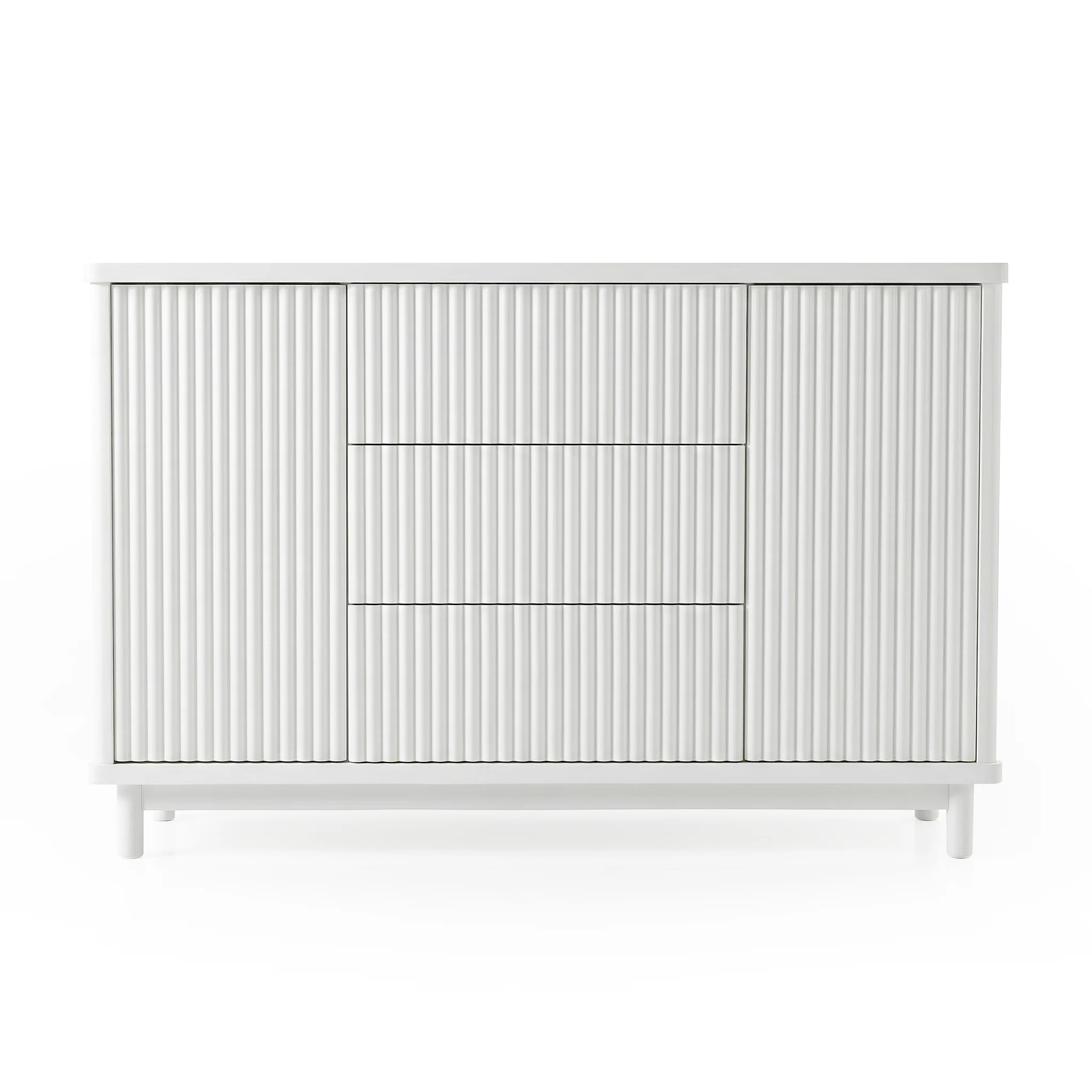 Loom Fluted Push Open Chest of Drawers in White - Image 7