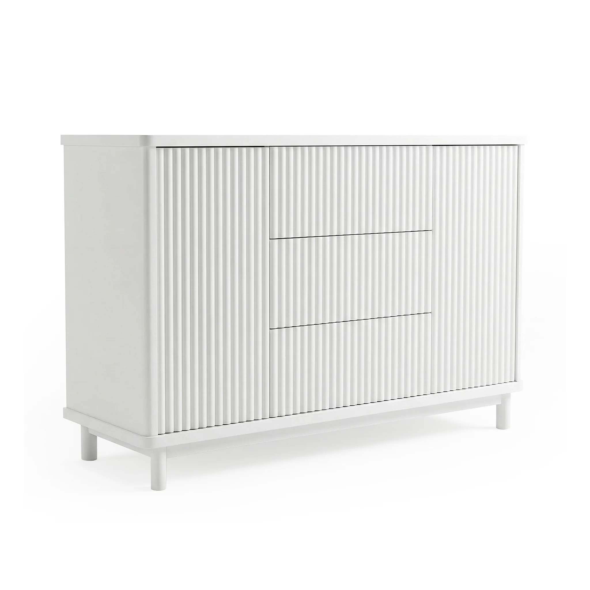 Loom Fluted Push Open Chest of Drawers in White - Image 9