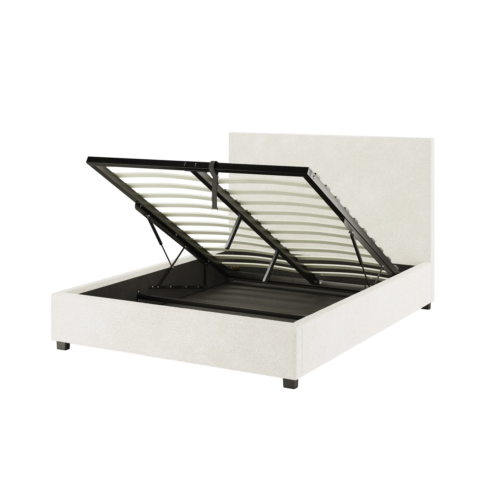 Lovita Double Boucle Gas Lift Storage Bed in Cream White - Image 8
