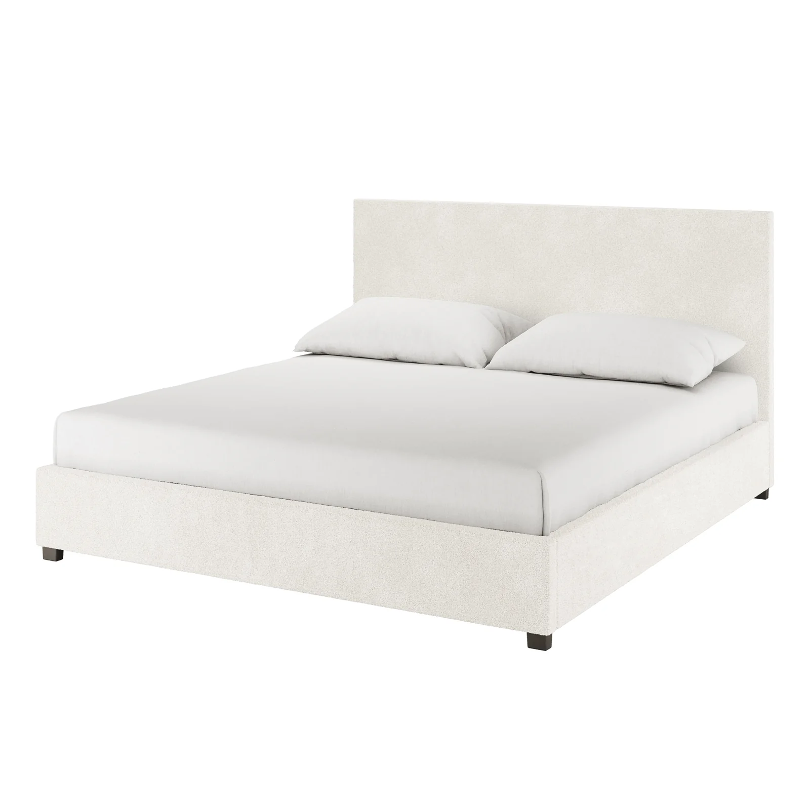 Lovita King Boucle Gas Lift Storage Bed in Cream White