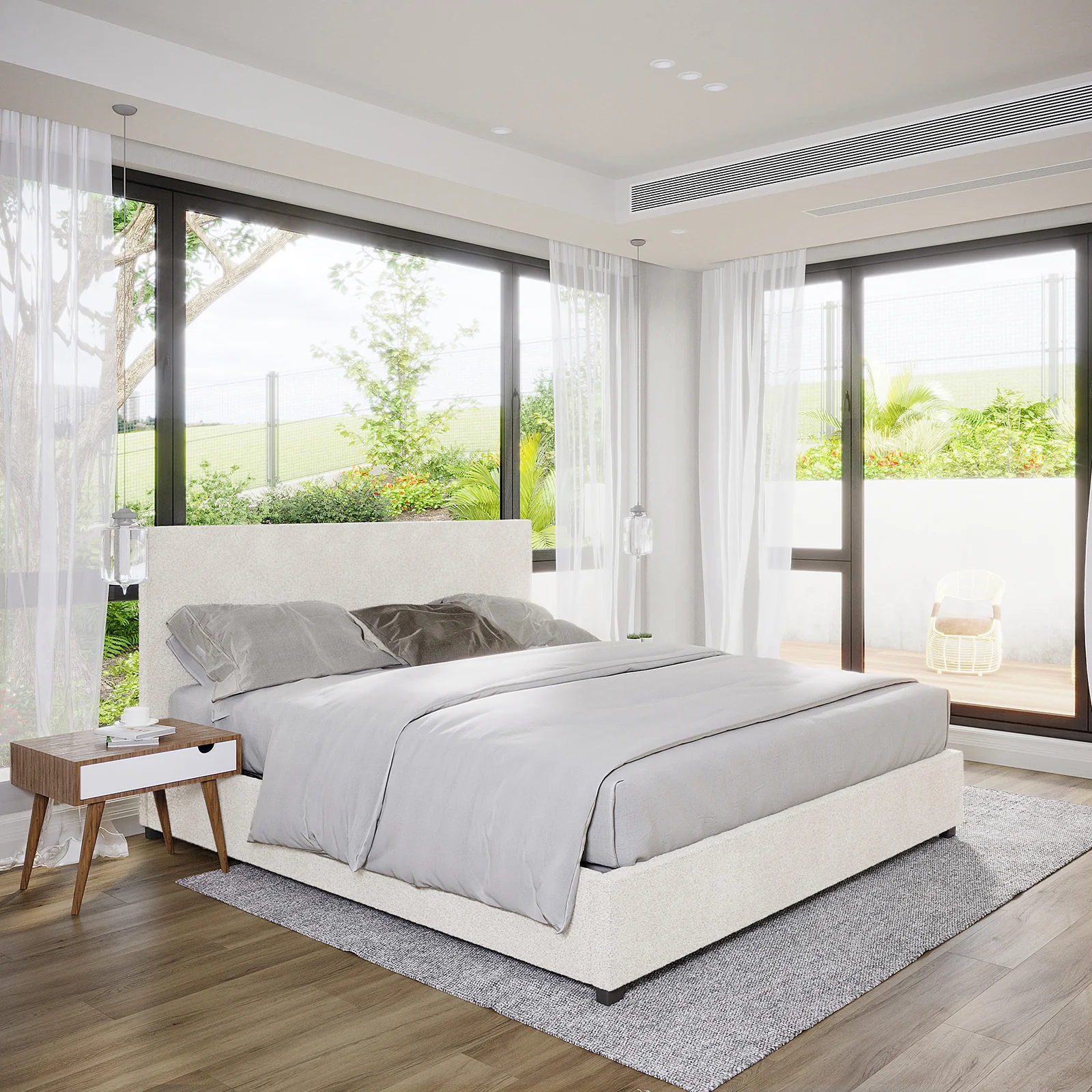 Lovita King Boucle Gas Lift Storage Bed in Cream White - Image 2