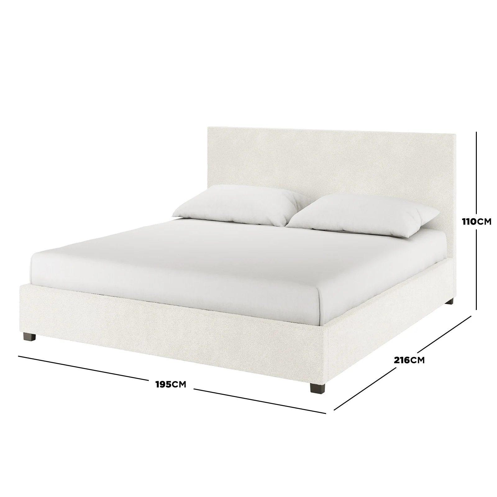 Lovita King Boucle Gas Lift Storage Bed in Cream White - Image 3