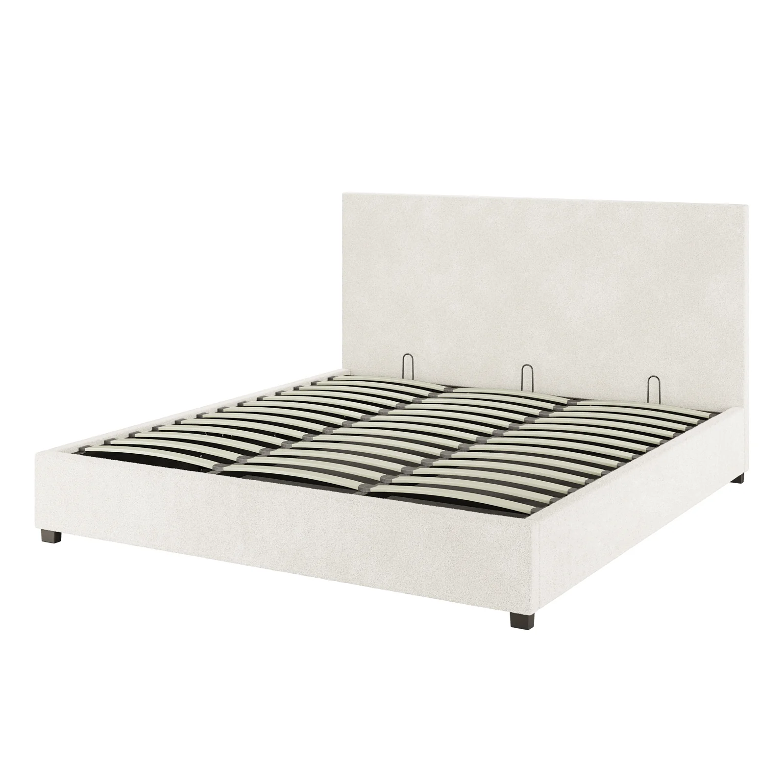 Lovita King Boucle Gas Lift Storage Bed in Cream White - Image 7