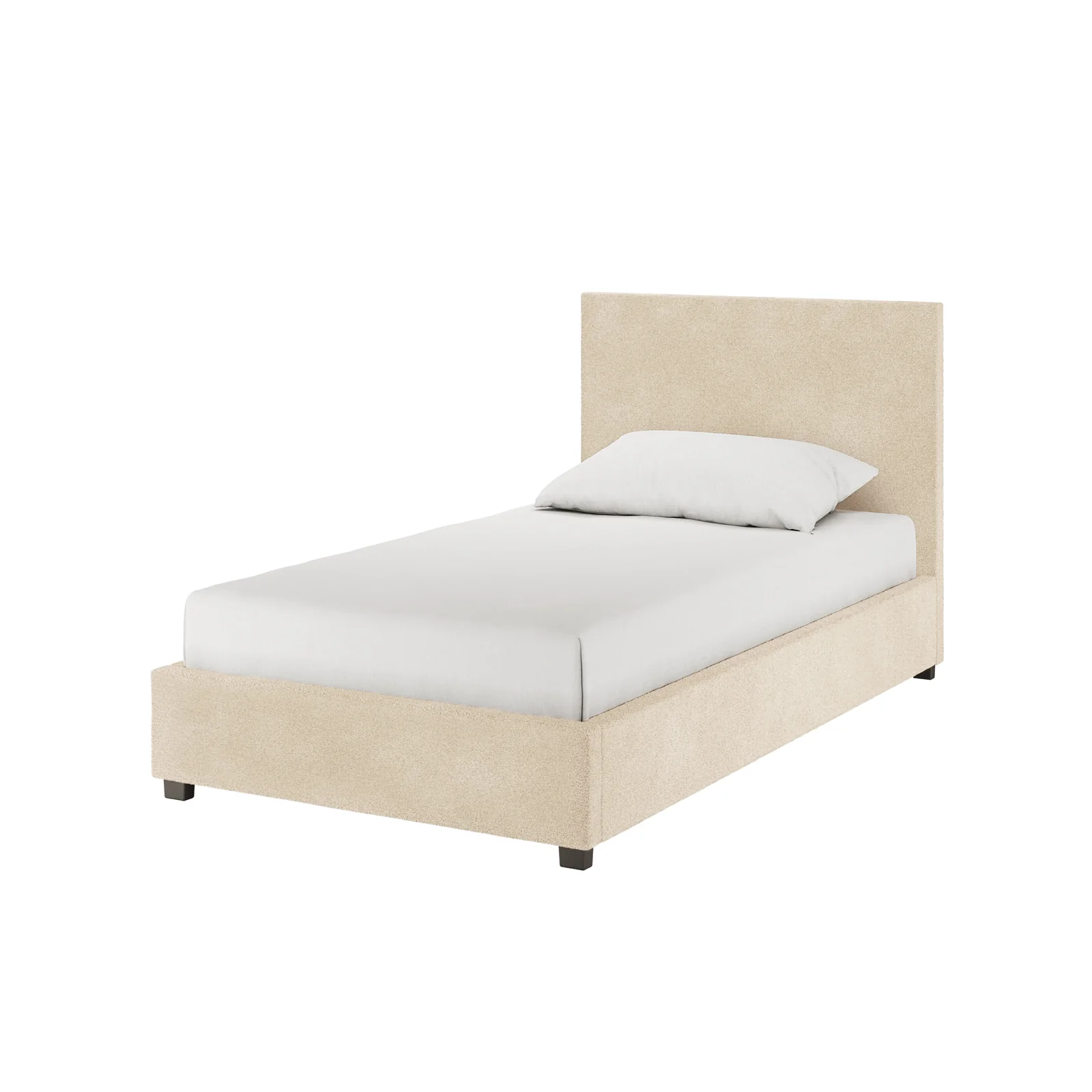 Lovita King Single Boucle Gas Lift Bed Frame in Cream Beige
