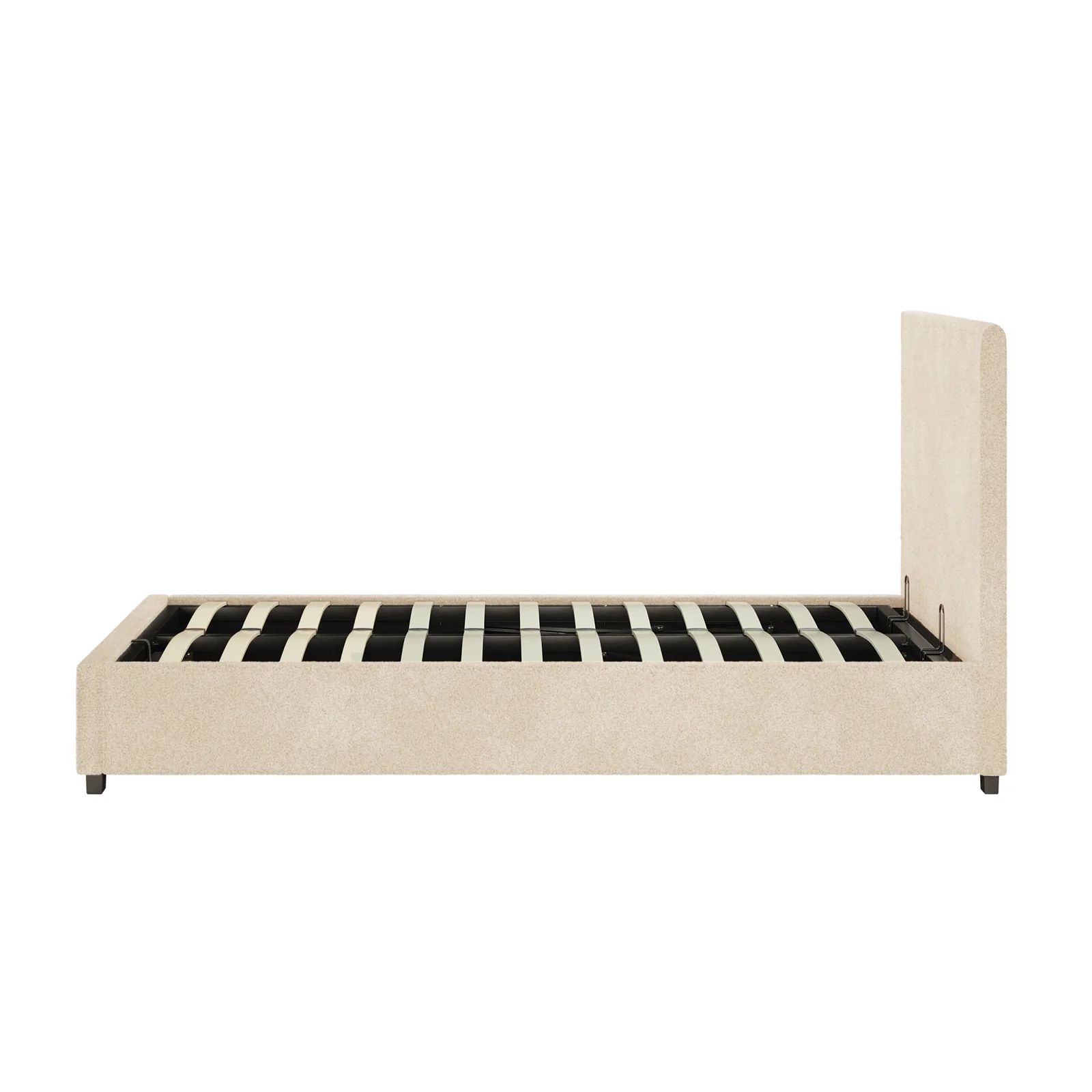 Lovita King Single Boucle Gas Lift Bed Frame in Cream Beige - Image 10