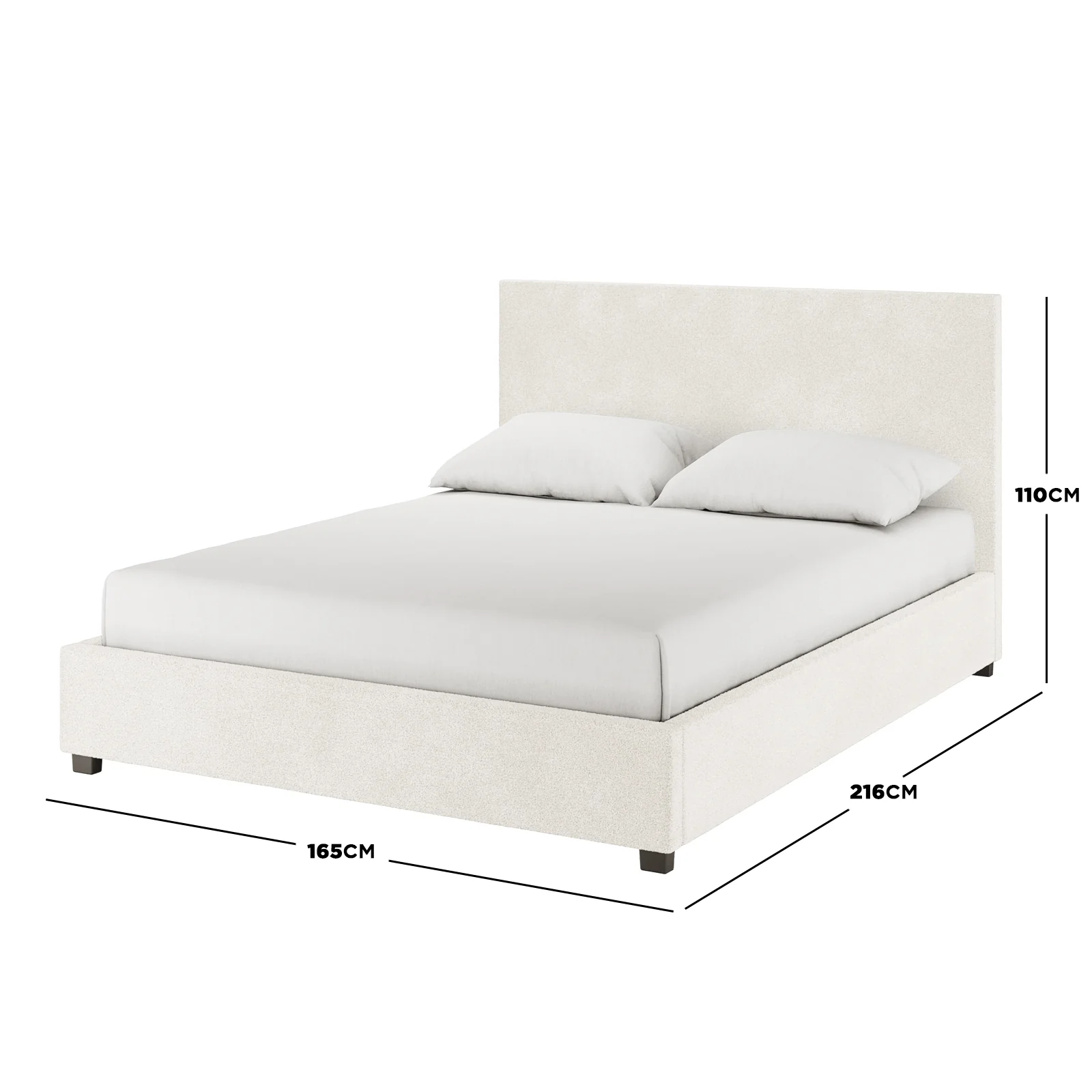 Lovita Queen Boucle Gas Lift Storage Bed in Cream White - Image 3