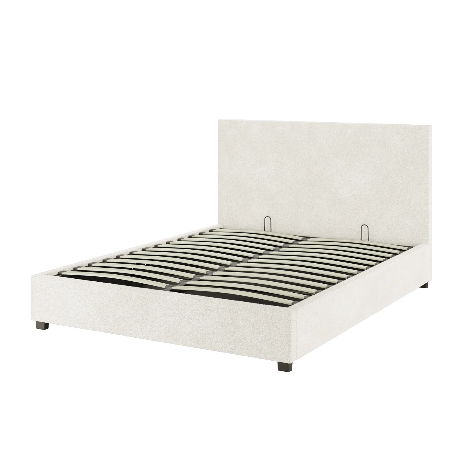 Lovita Queen Boucle Gas Lift Storage Bed in Cream White - Image 7