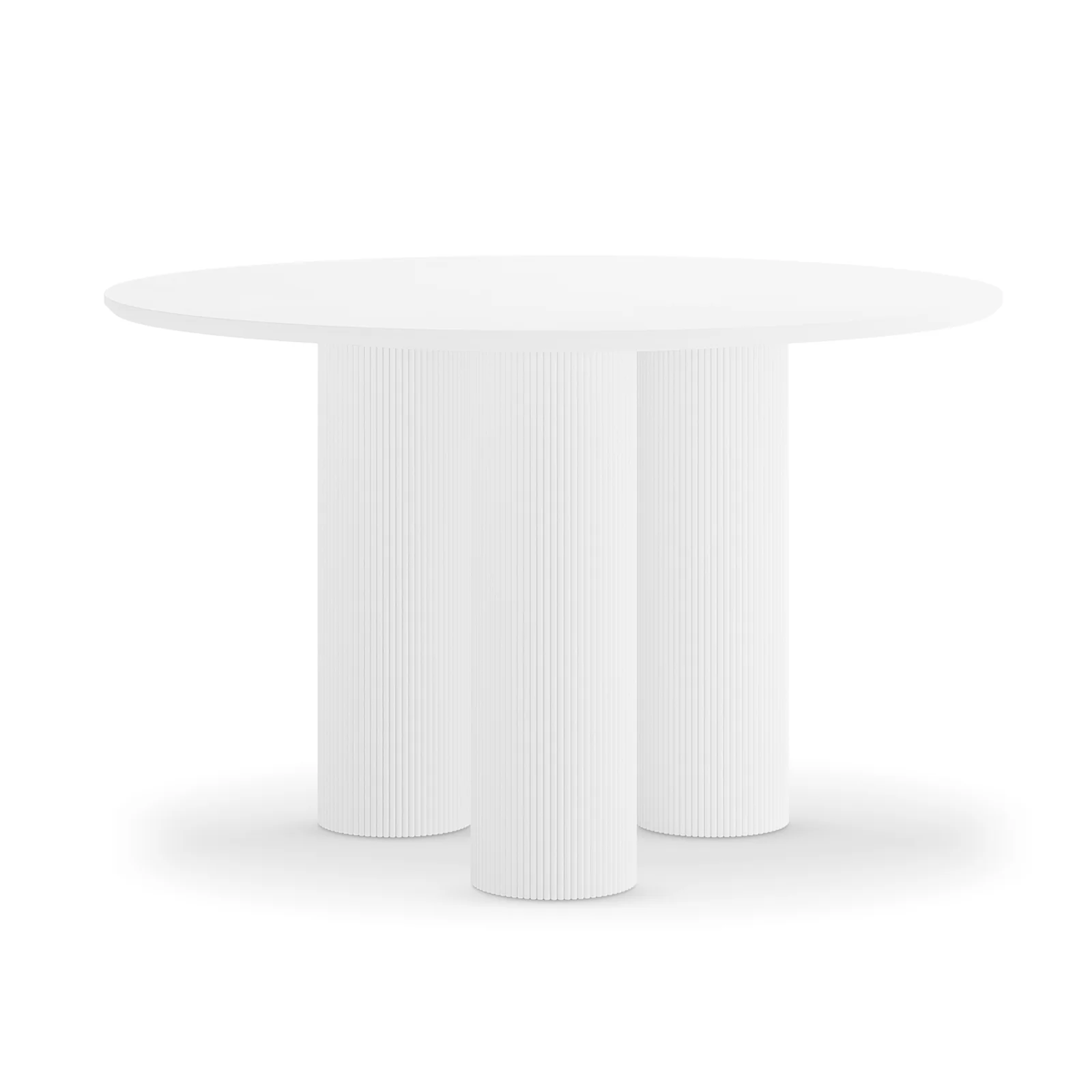 Lucina 4 Seater Fluted Round Dining Table in White - Image 3