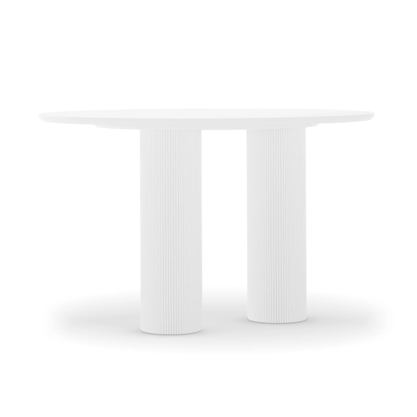 Lucina 4 Seater Fluted Round Dining Table in White - Image 4