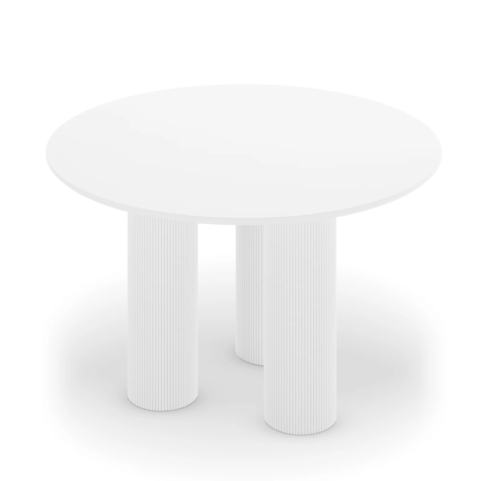 Lucina 4 Seater Fluted Round Dining Table in White - Image 5