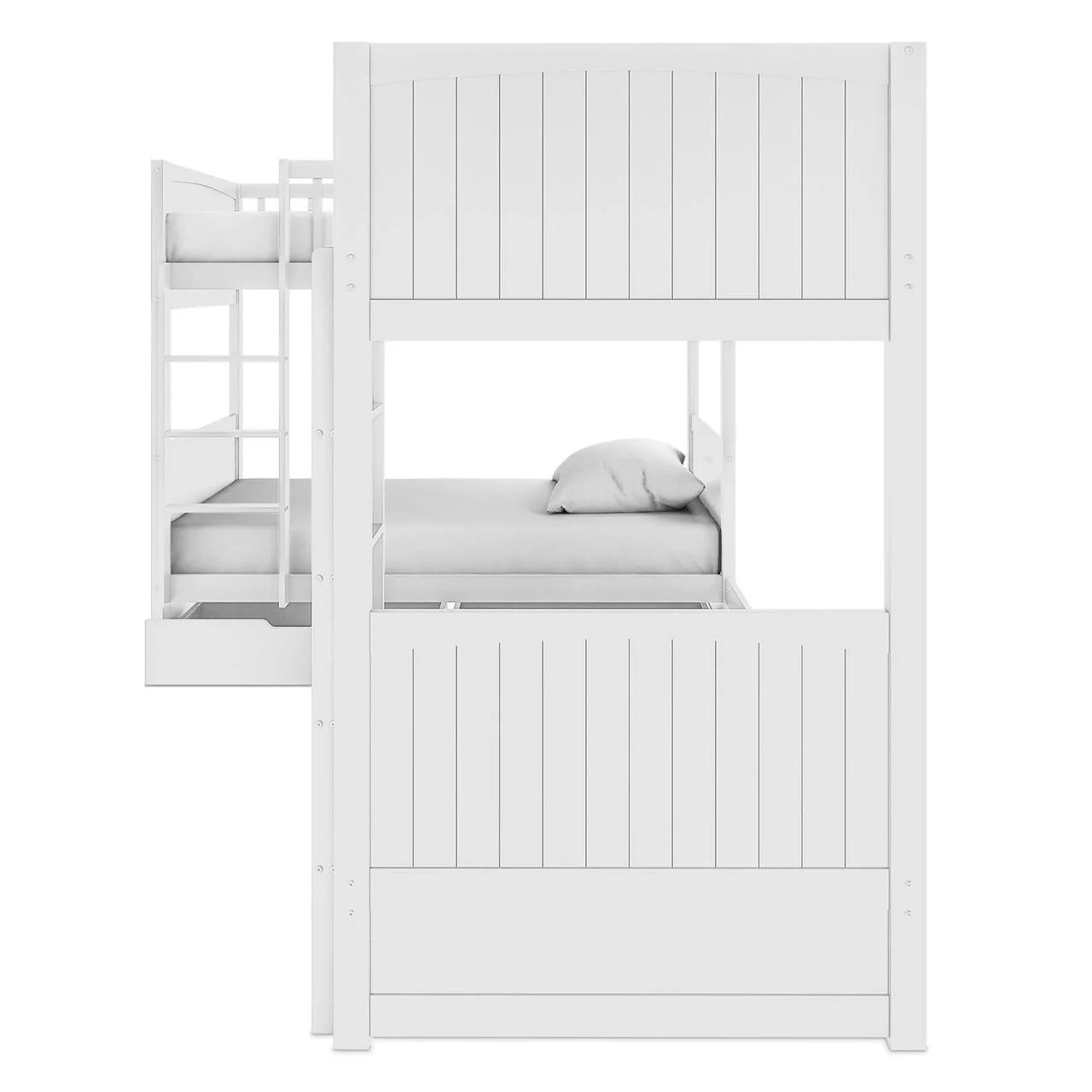 Lucy Solid Pine Wood Corner Triple Loft Bunk Bed in White - Image 6