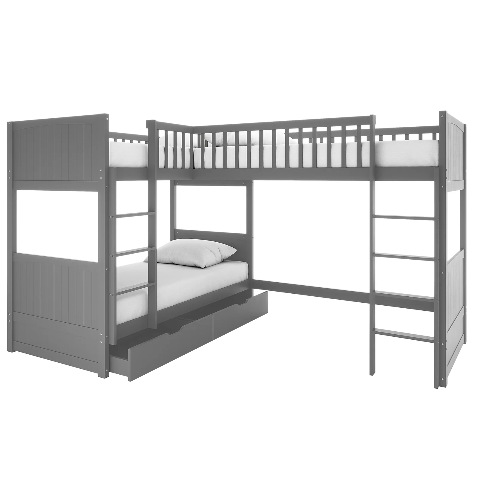 Lucy & Thermis Triple Loft Bunk Bed & Mattress Set in Grey - Image 6
