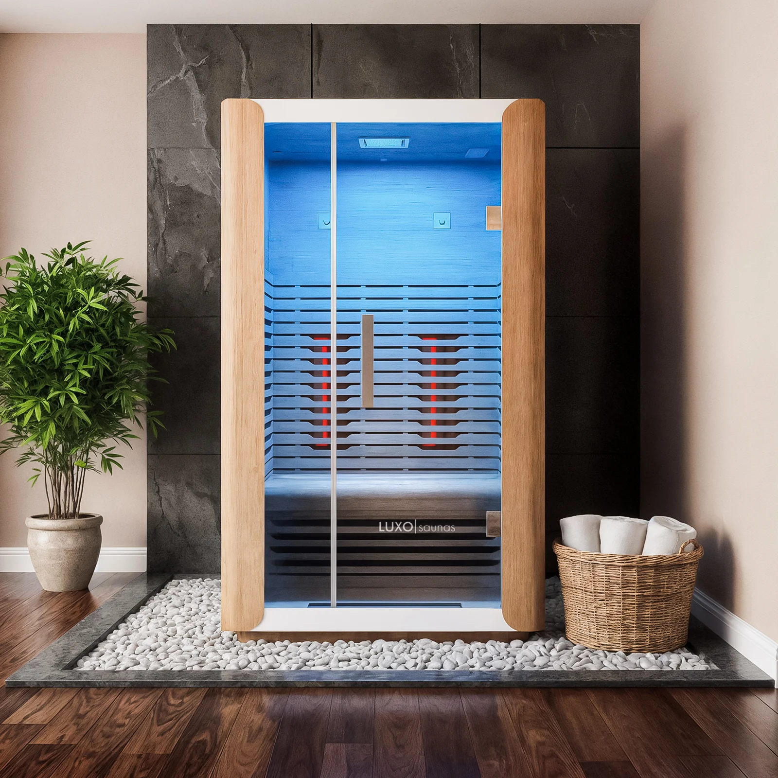 Lue 2 Person Full Spectrum Curved Infrared Indoor Home Sauna - Image 2