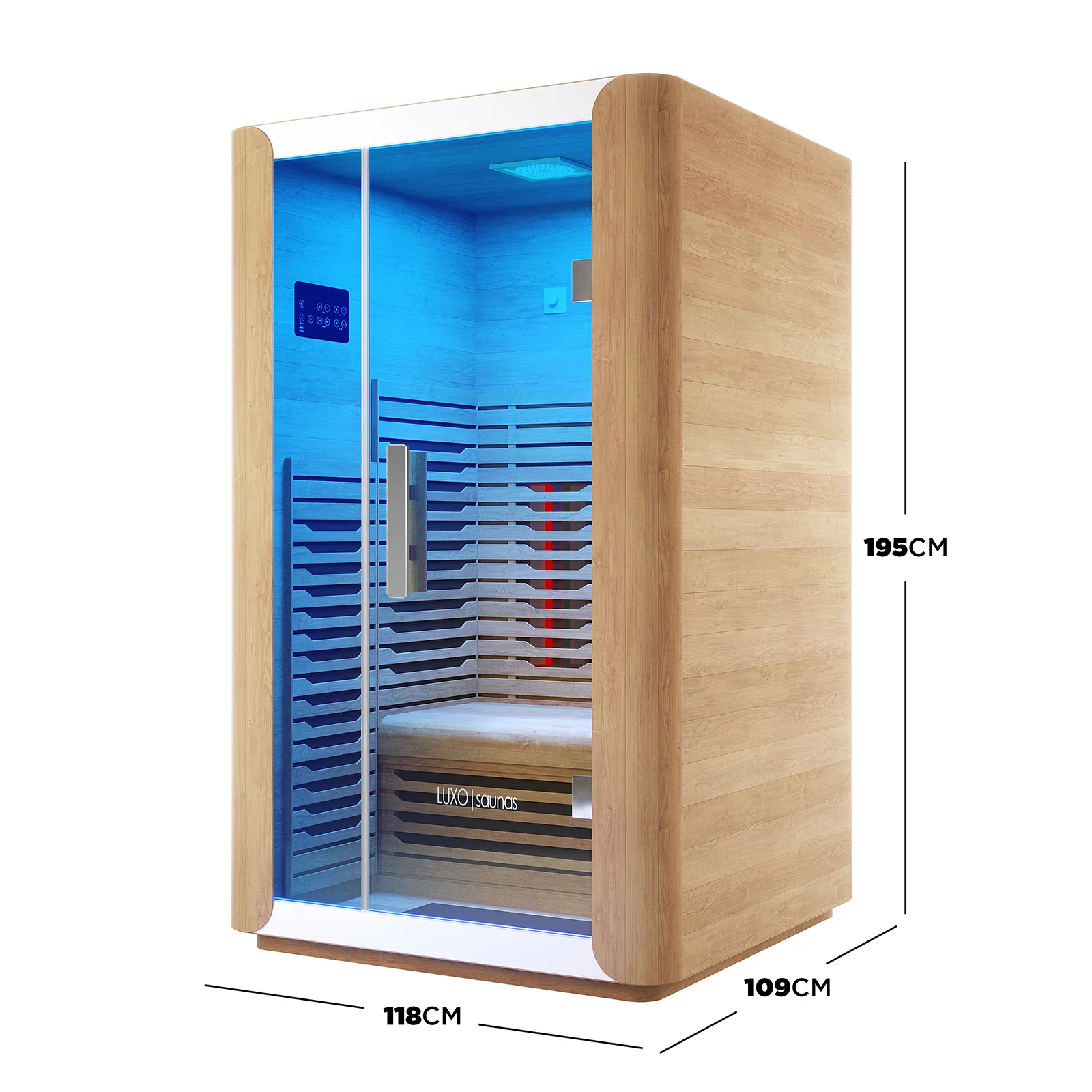 Lue 2 Person Full Spectrum Curved Infrared Indoor Home Sauna - Image 3