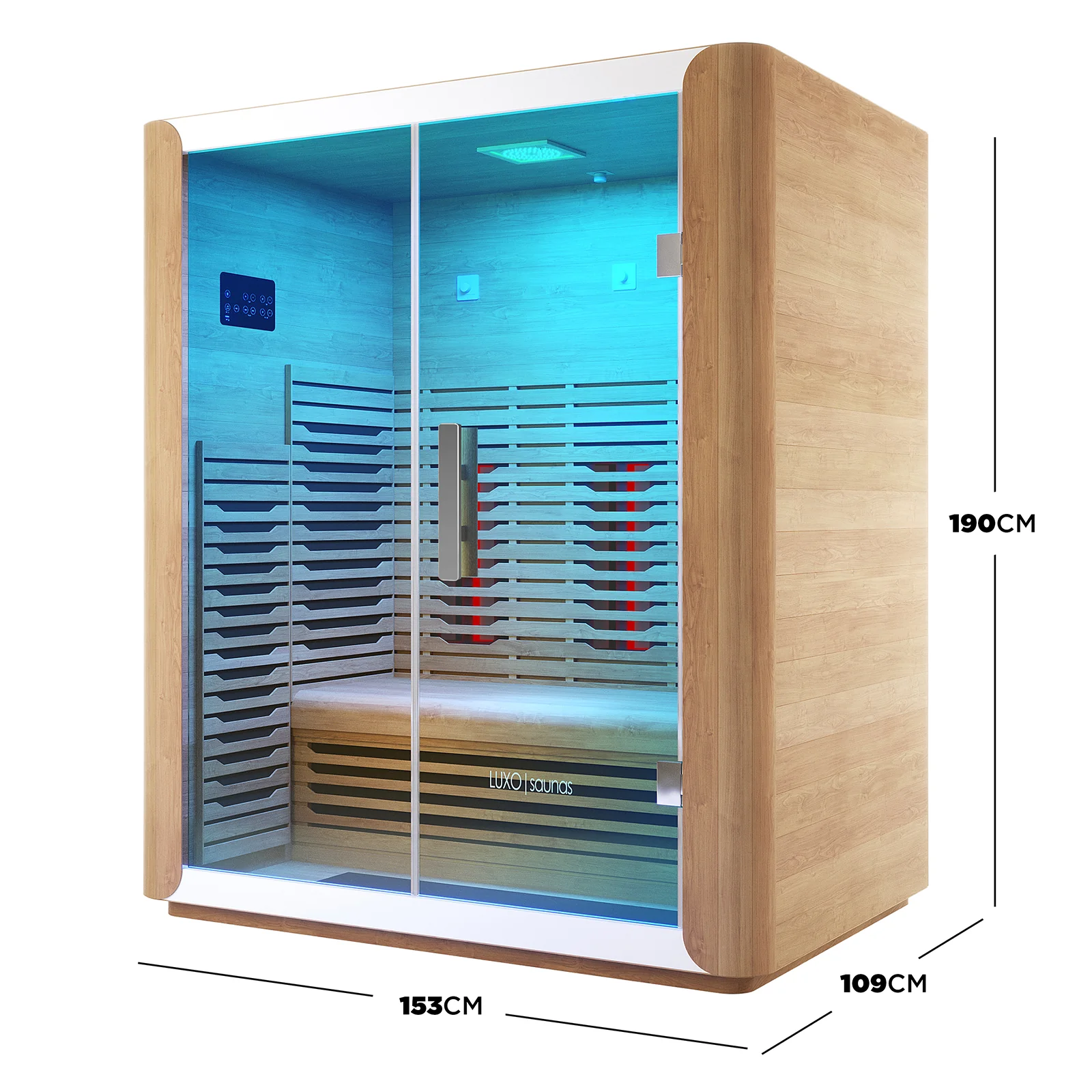 Lue 3 Person Full Spectrum Curved Infrared Indoor Home Sauna - Image 3