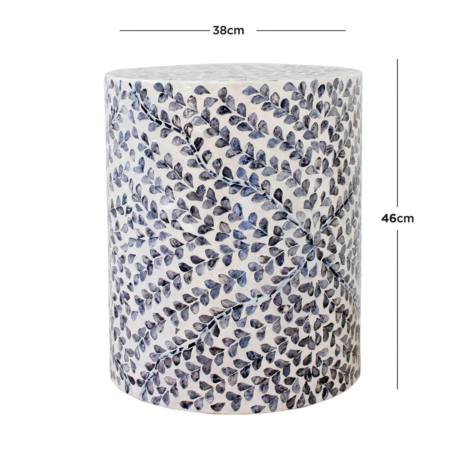 Lulu Floral Mother of Pearl Inlay Side Table in Blue - Image 3