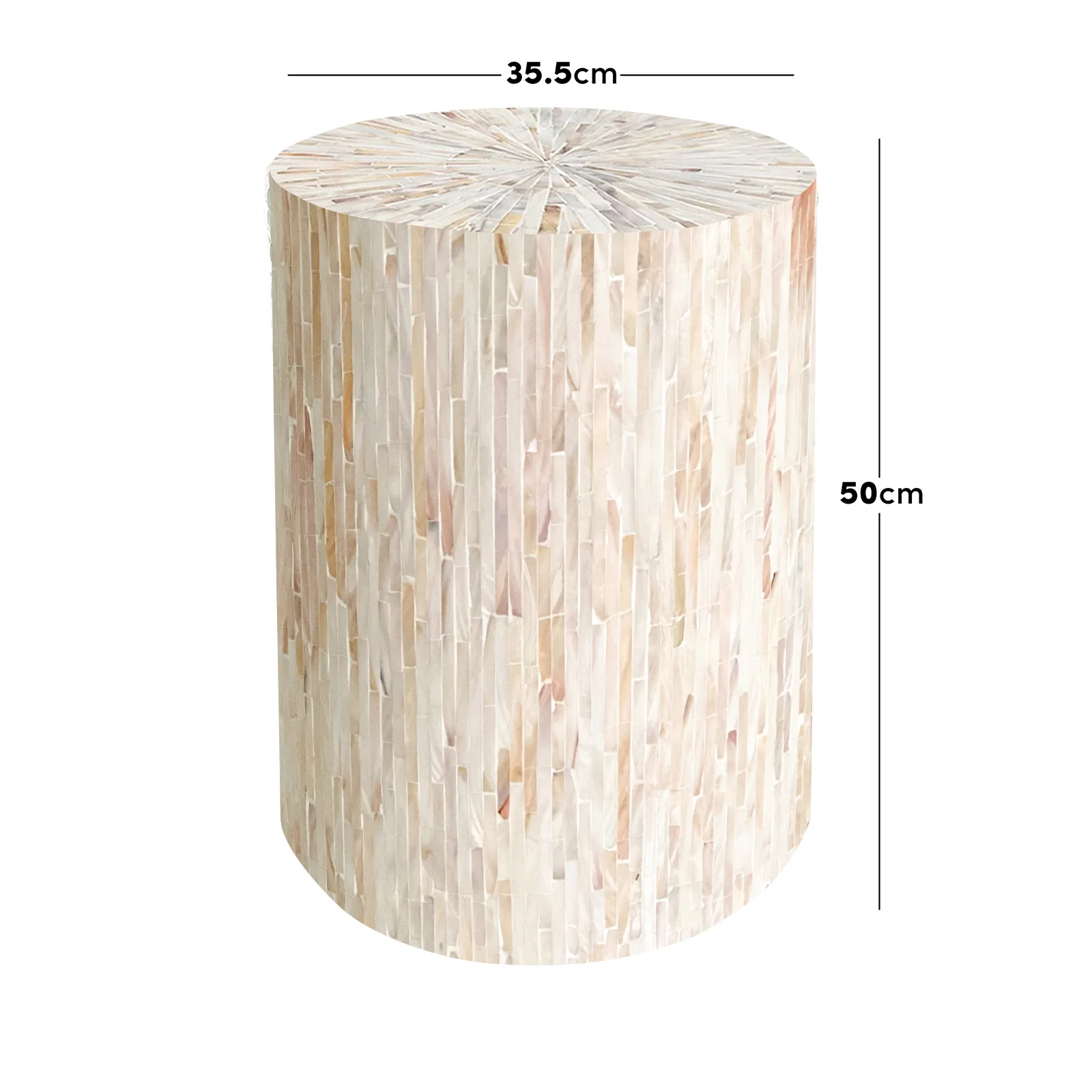 Lulu Mother of Pearl Inlay Side Table in Cream - Image 3